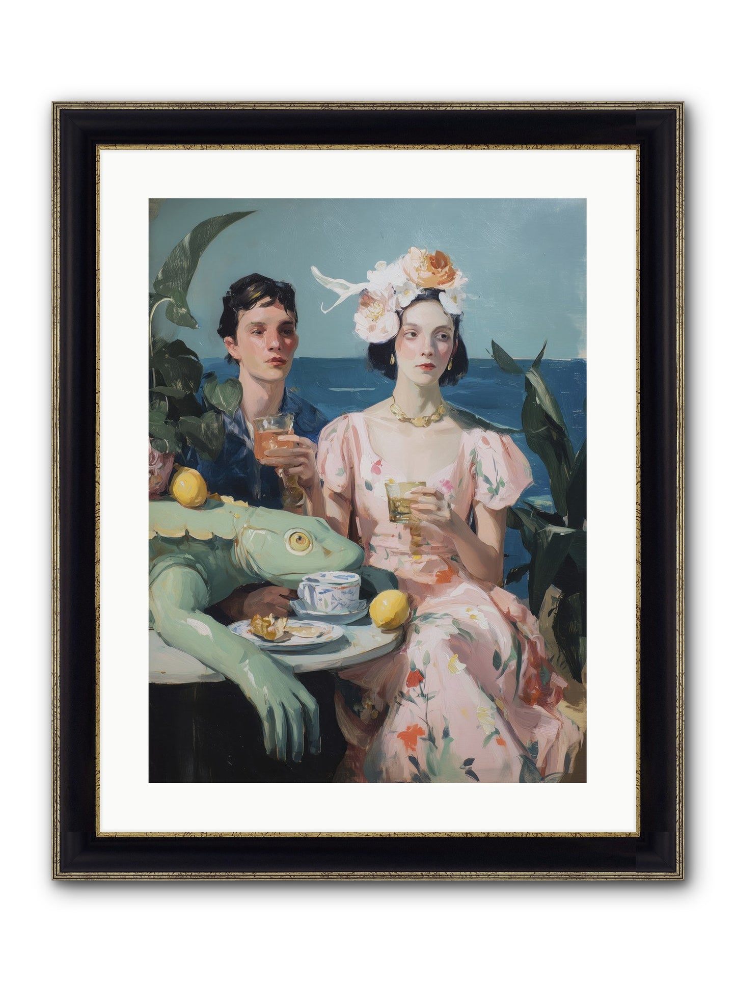 Dinner Party Plot Twist Framed Print - Black & Gold 18x24