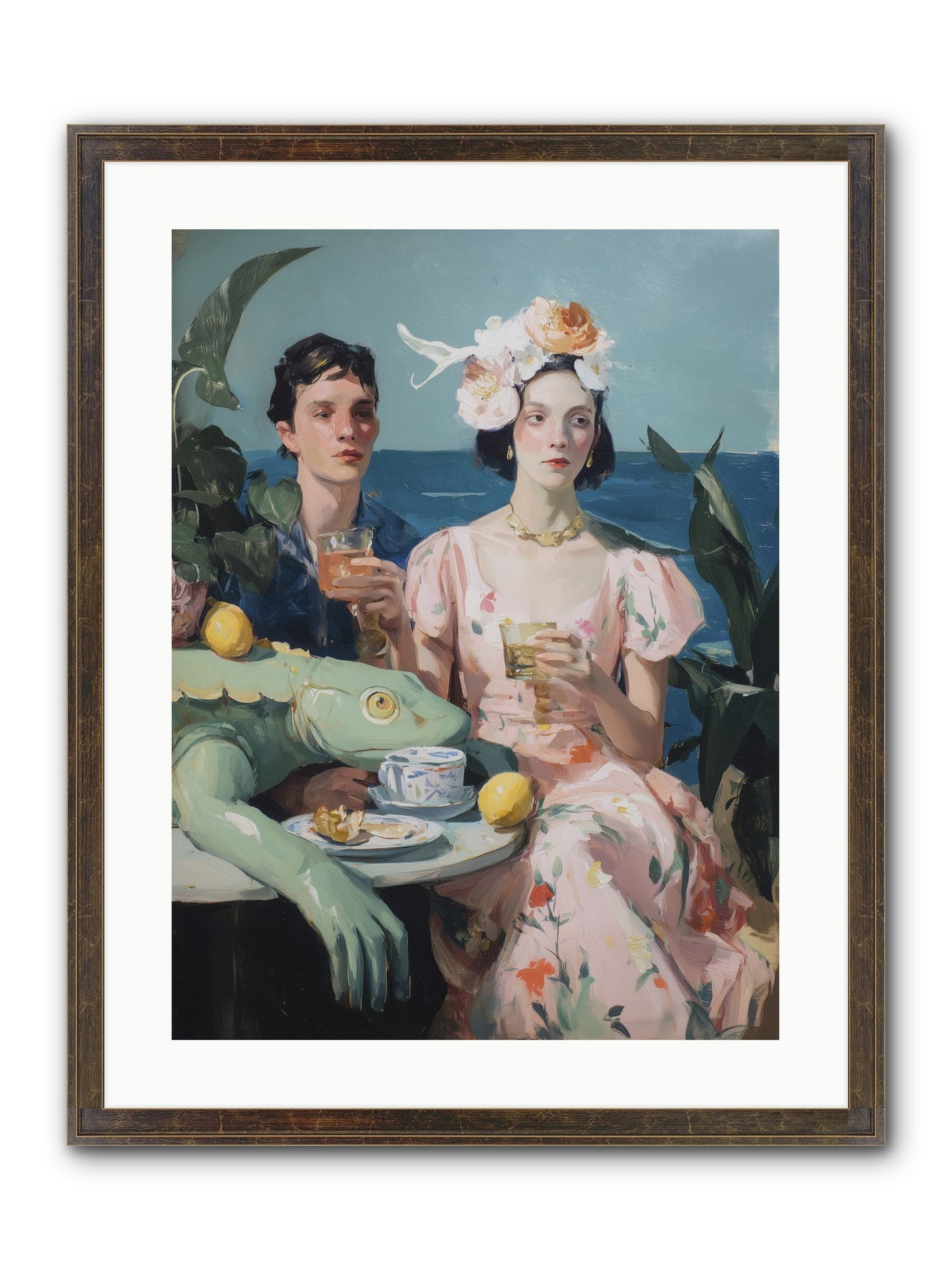 Dinner Party Plot Twist Framed Print - Slimwoods Black/Gold 18x24