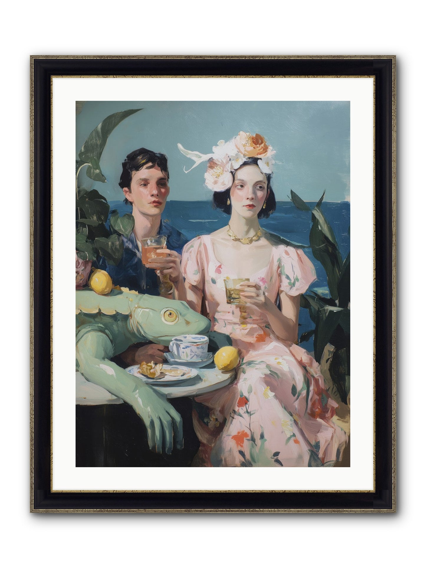 Dinner Party Plot Twist Framed Print - Black & Gold 24x32