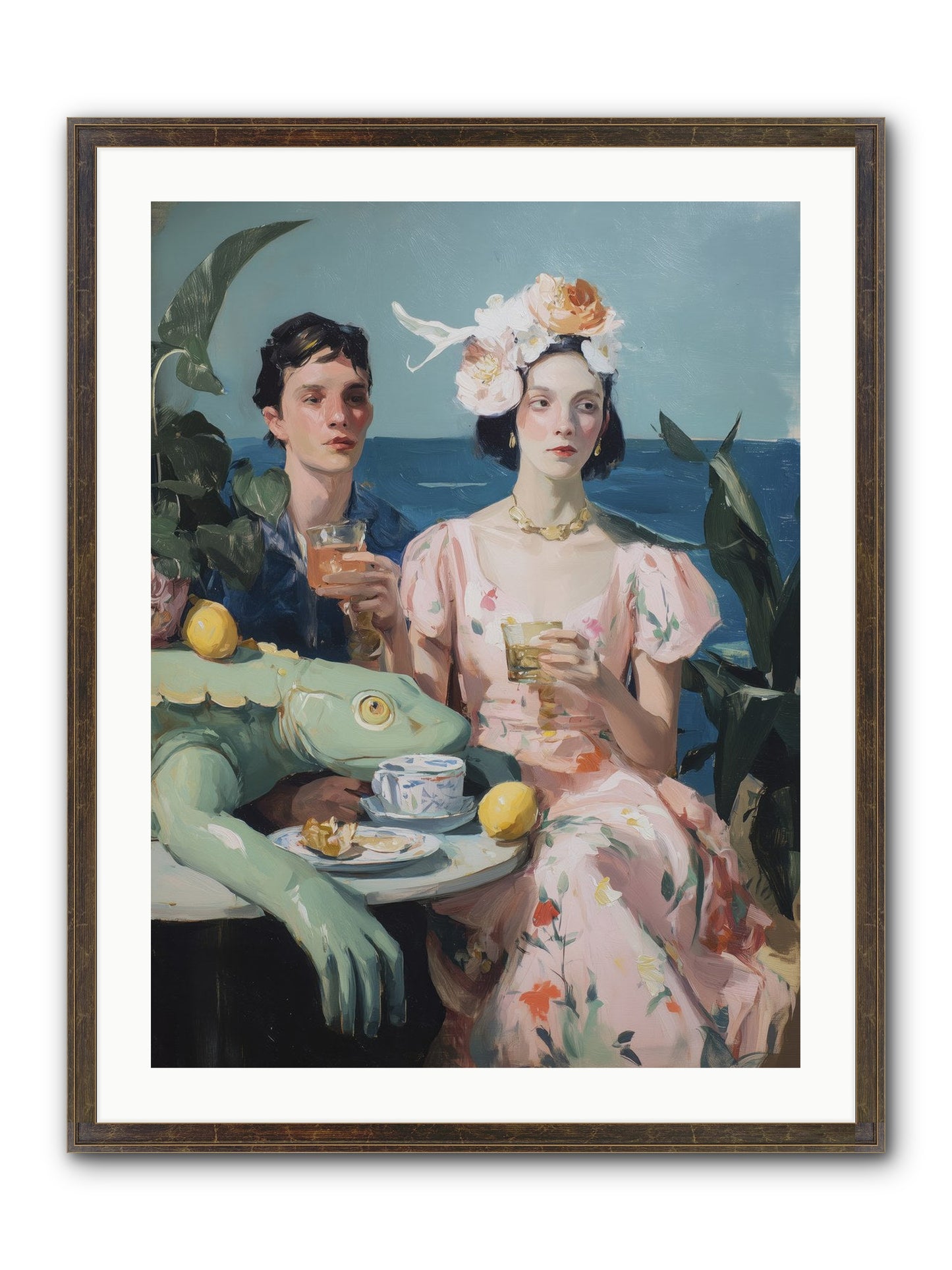 Dinner Party Plot Twist Framed Print - Slimwoods Black/Gold 24x32