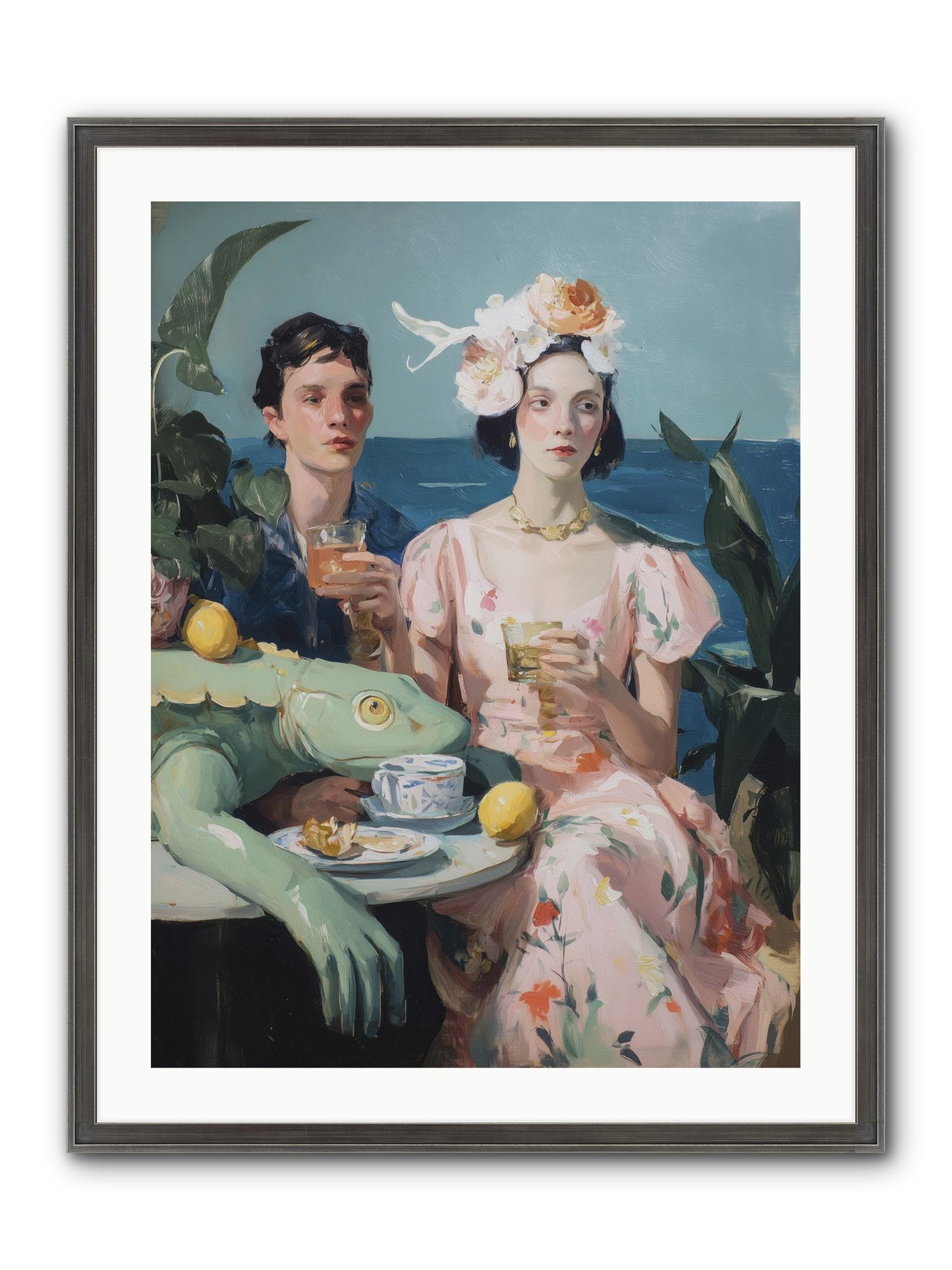 Dinner Party Plot Twist Framed Print - Slimwoods Black/Silver 24x32
