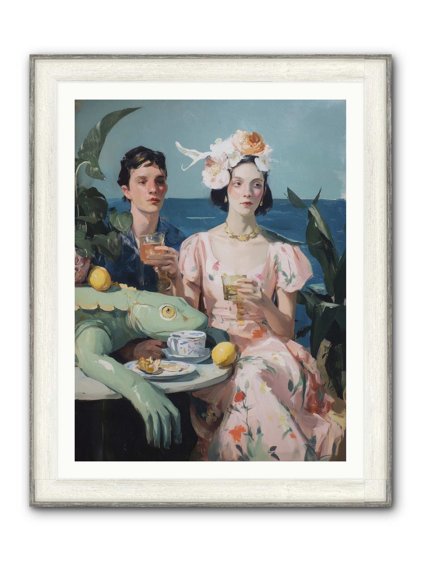 Dinner Party Plot Twist Framed Print - Driftwood White 30x40