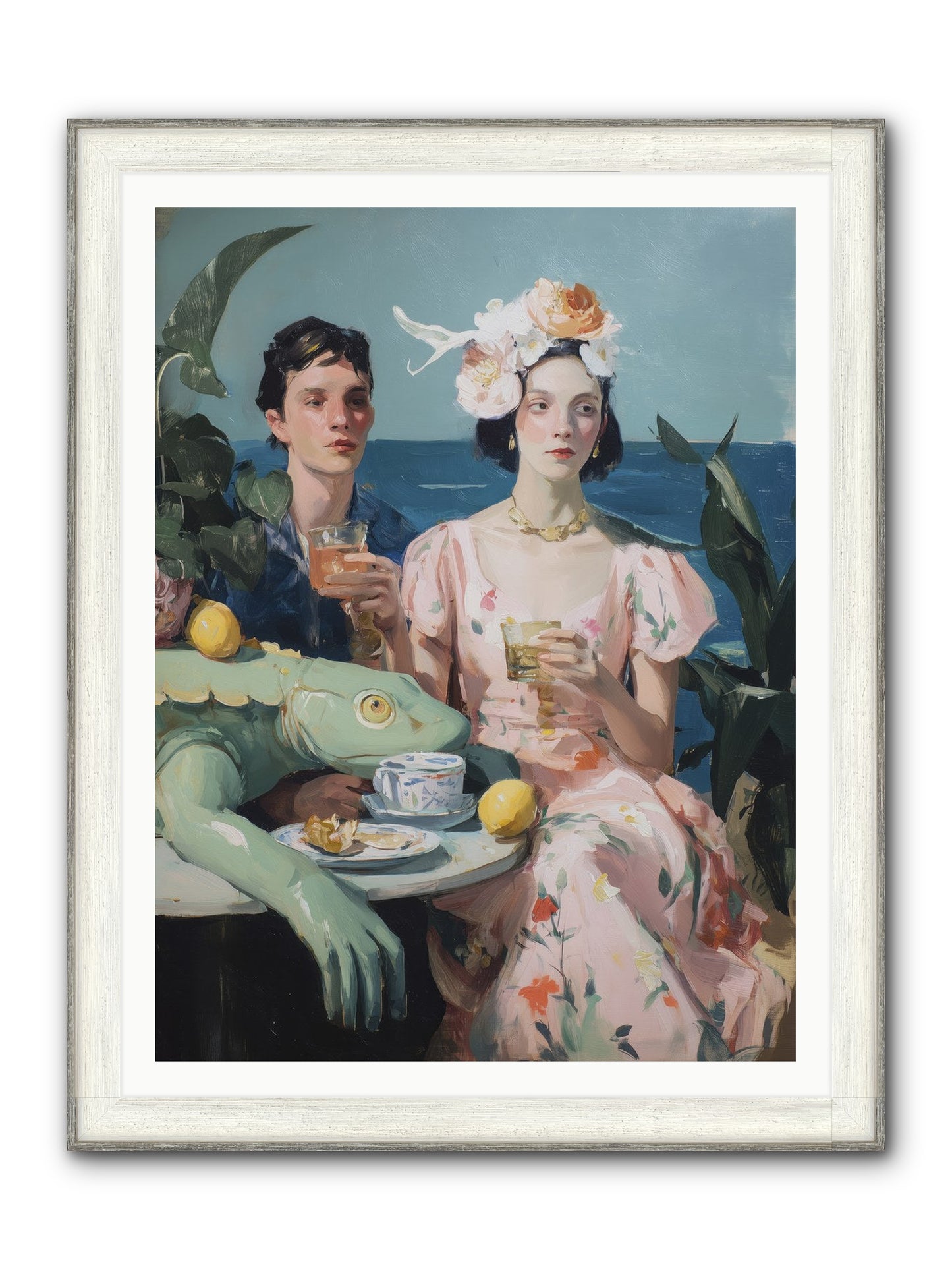 Dinner Party Plot Twist Framed Print - Driftwood White 36x48