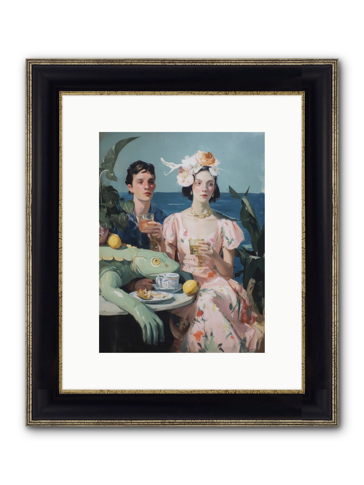Dinner Party Plot Twist Framed Print - Black & Gold 9x12