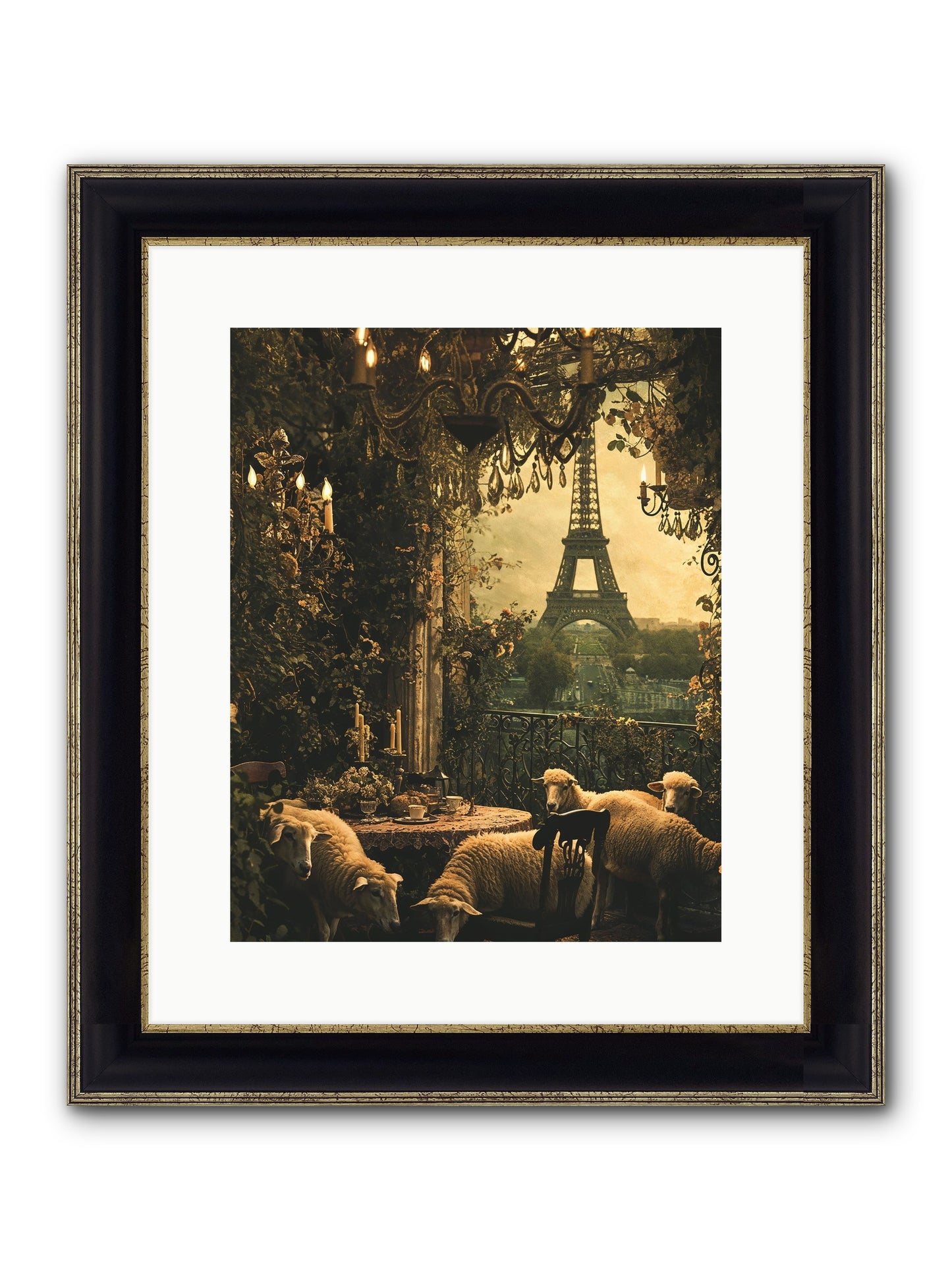 Dinner With A View Framed Print - Black & Gold 12x15