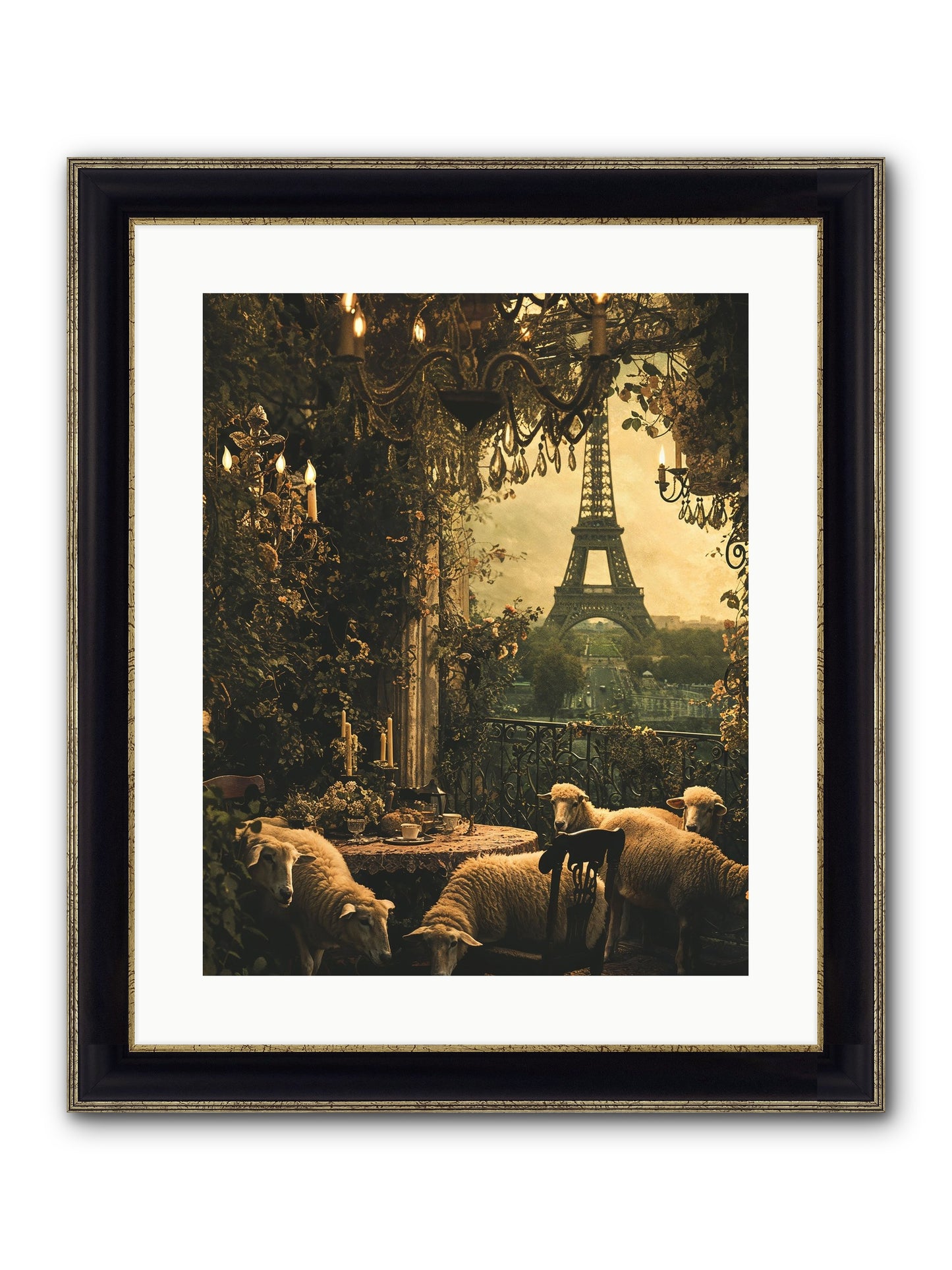 Dinner With A View Framed Print - Black & Gold 16x20