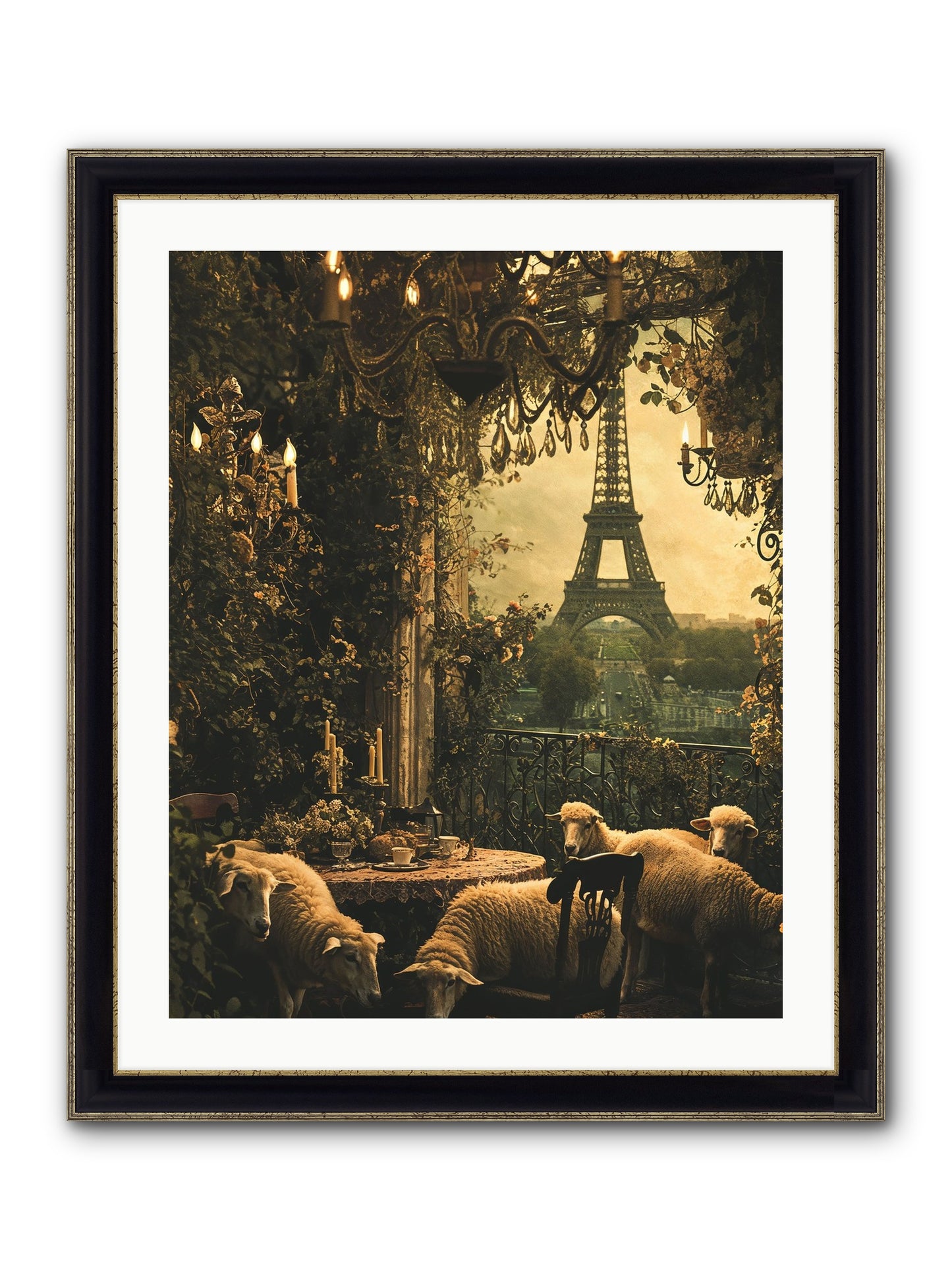 Dinner With A View Framed Print - Black & Gold 24x30