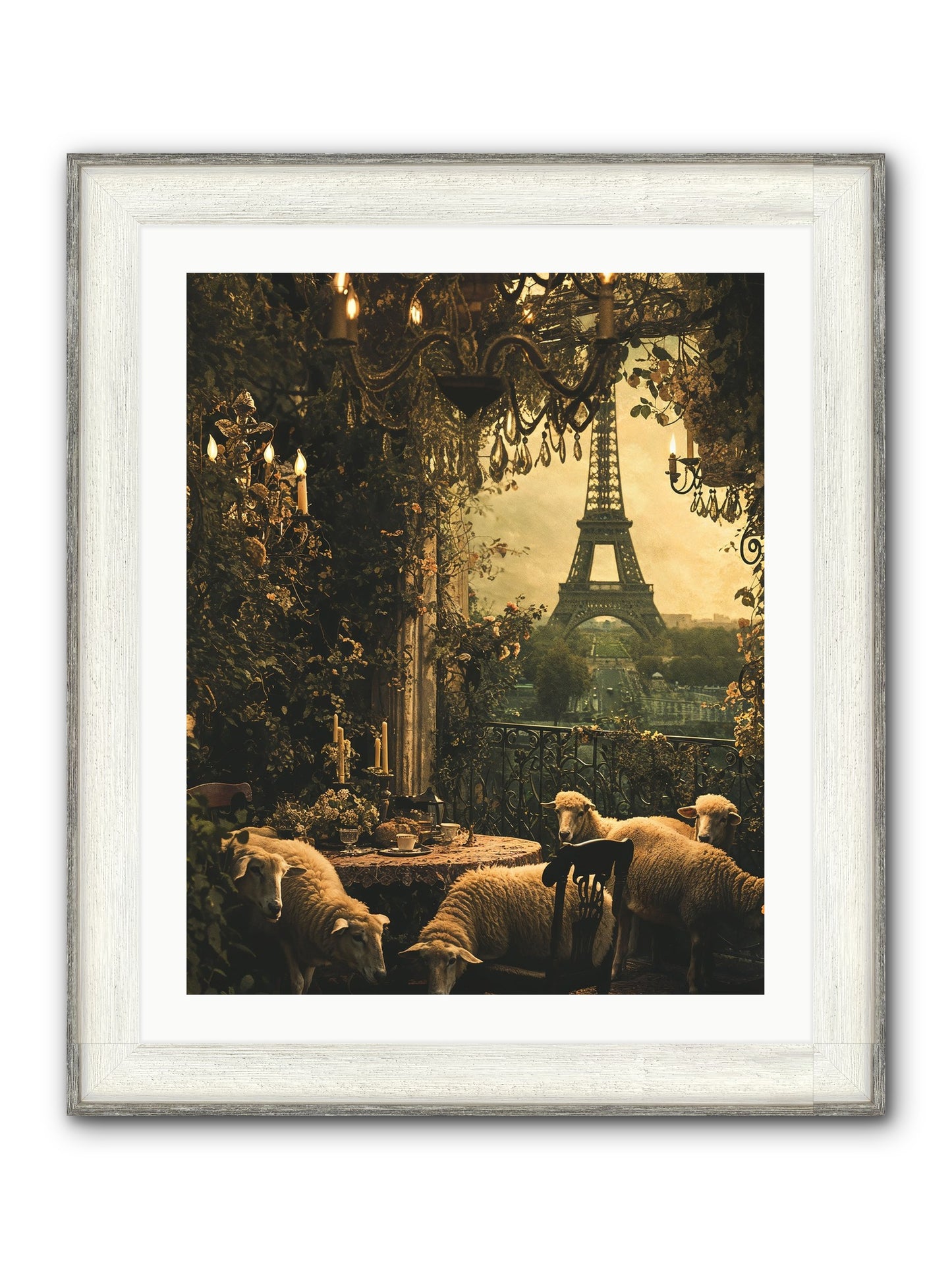 Dinner With A View Framed Print - Driftwood White 24x30