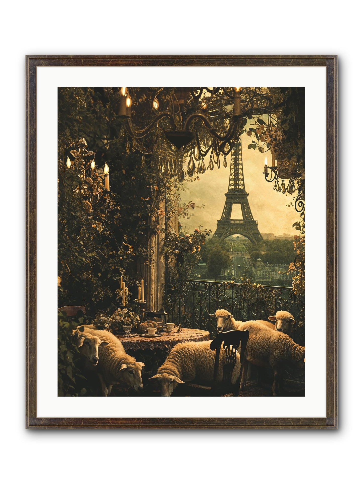 Dinner With A View Framed Print - Slimwoods Black/Gold 24x30