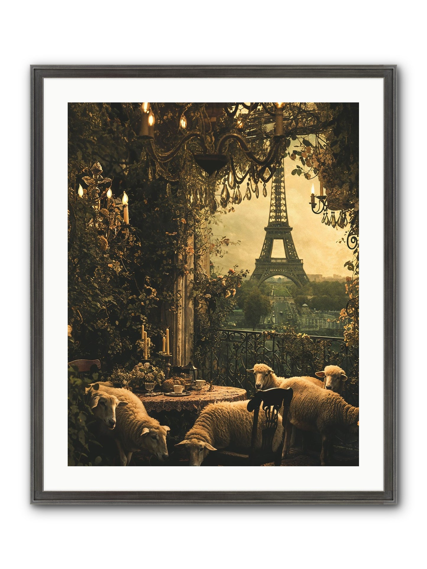 Dinner With A View Framed Print - Slimwoods Black/Silver 24x30