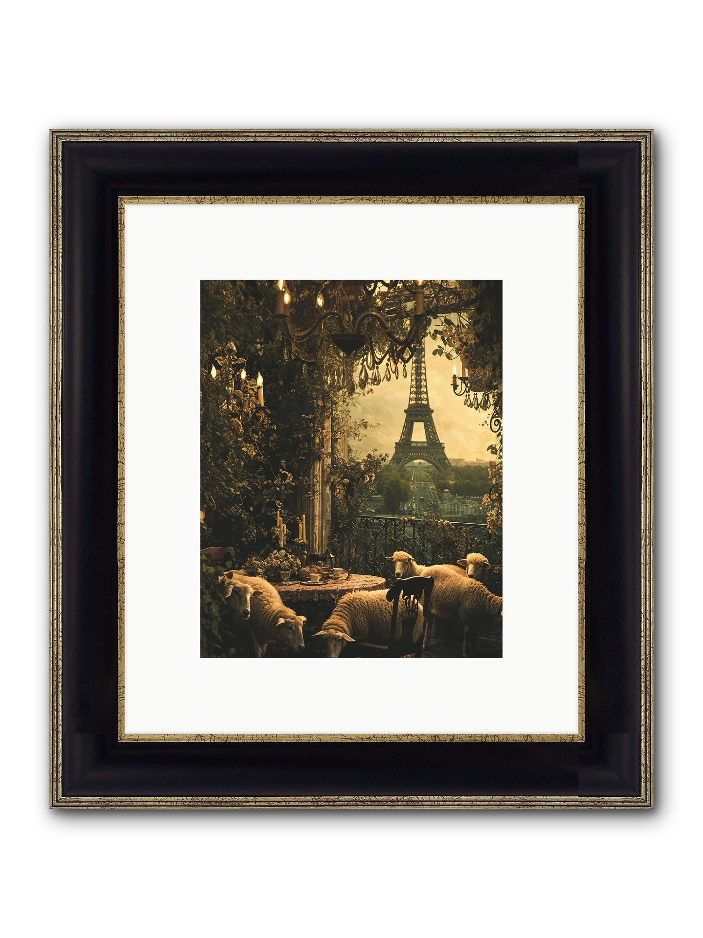 Dinner With A View Framed Print - Black & Gold 8x10