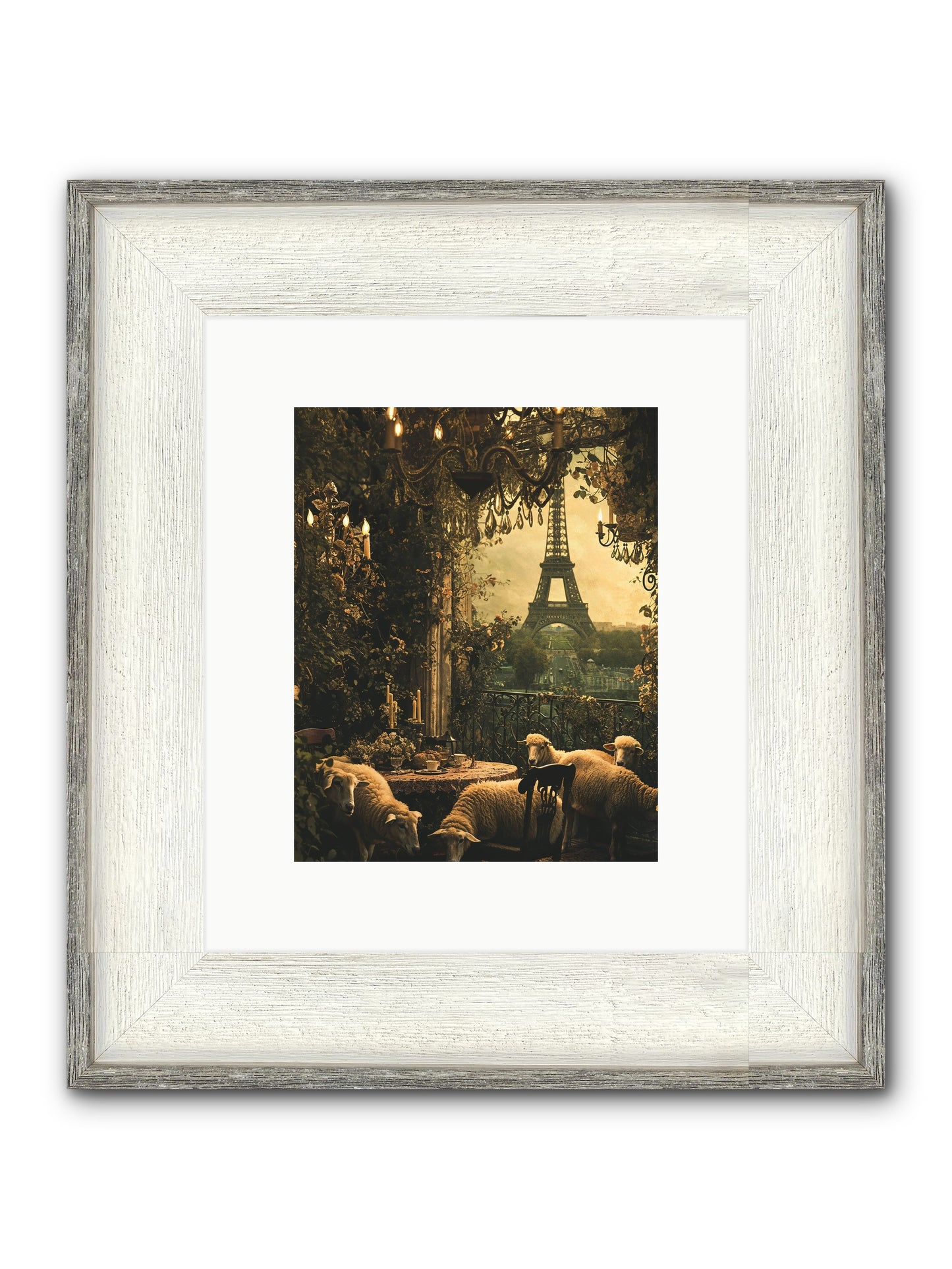 Dinner With A View Framed Print - Driftwood White 8x10