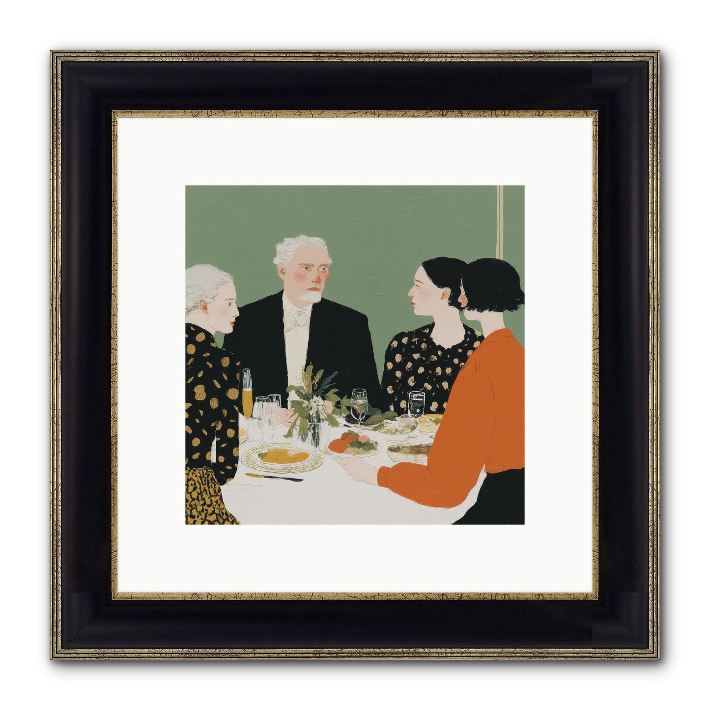 Dinner With The Naturalist Framed Print - Black & Gold 10x10