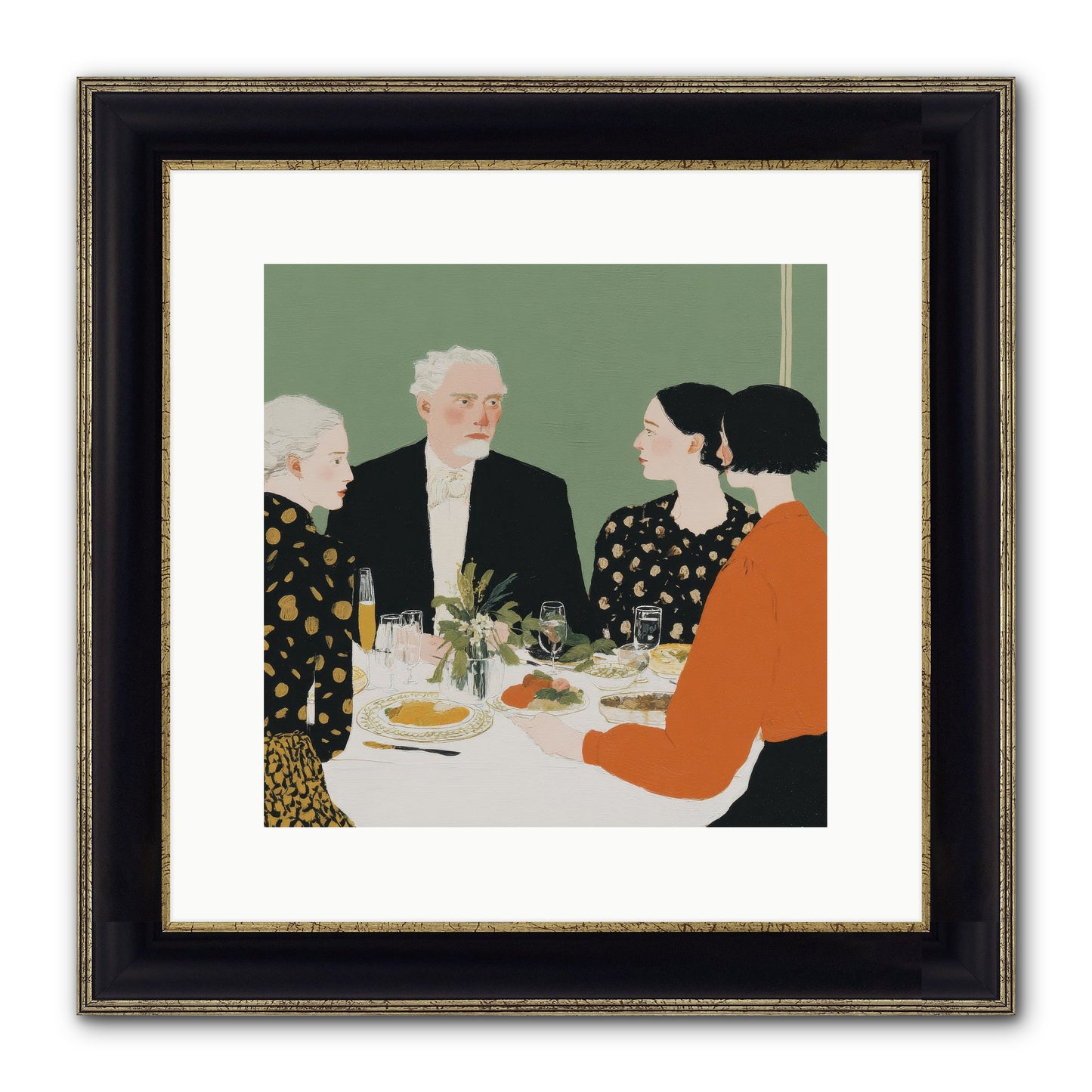 Dinner With The Naturalist Framed Print - Black & Gold 12x12