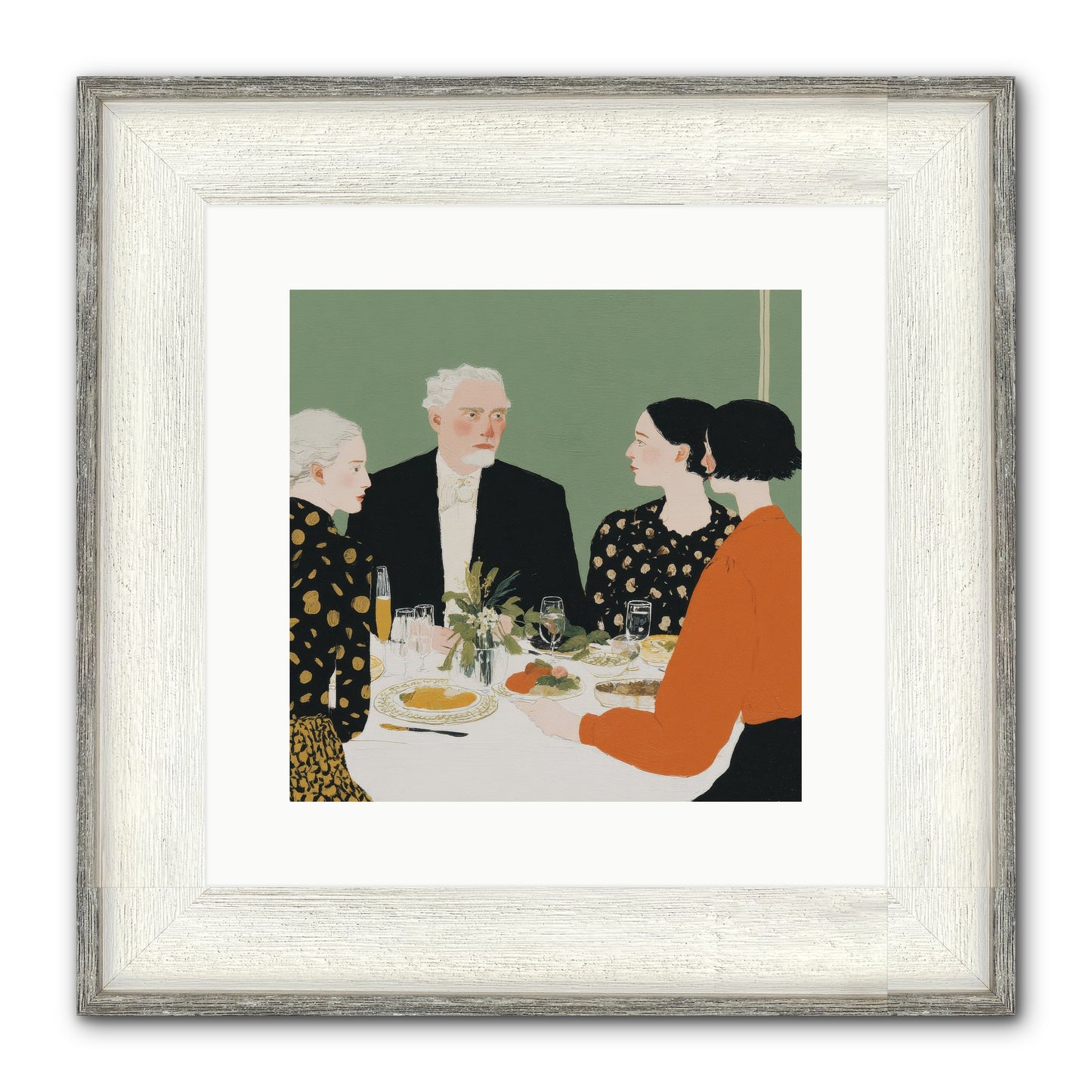 Dinner With The Naturalist Framed Print - Driftwood White 12x12