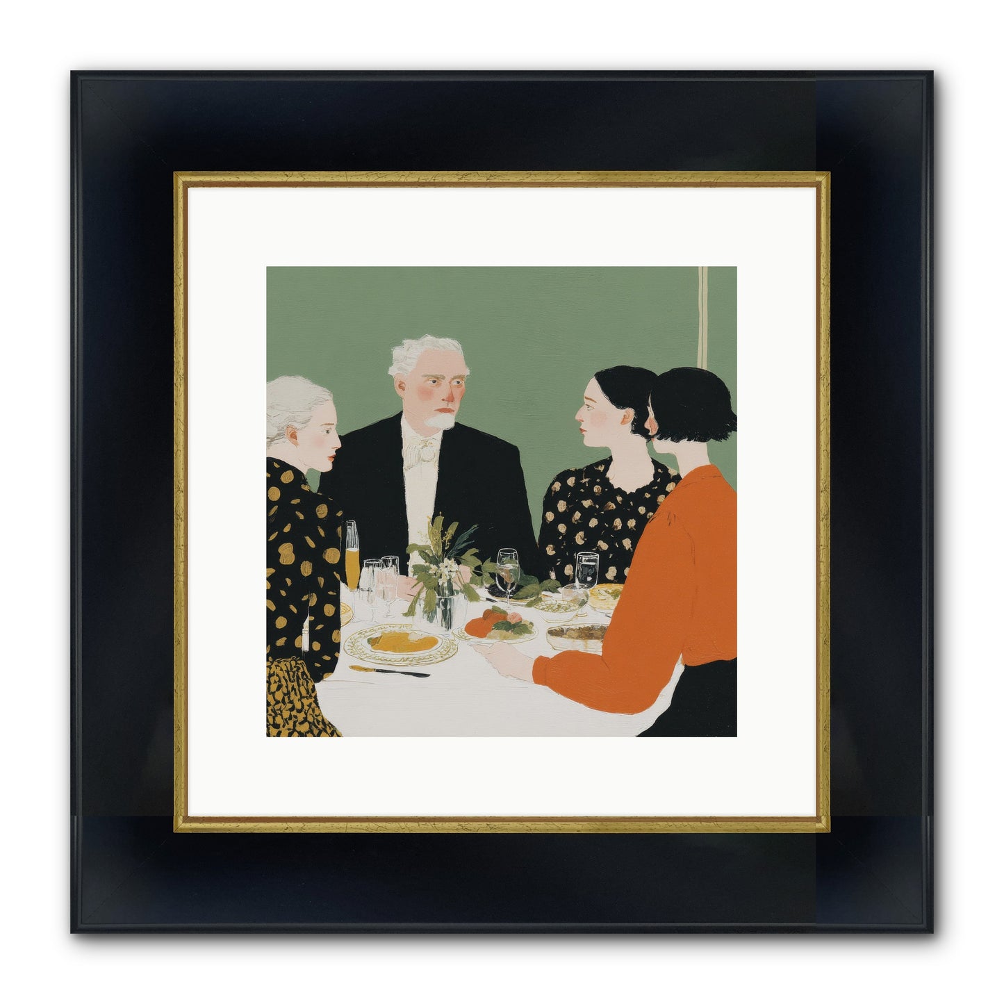 Dinner With The Naturalist Framed Print - Wide Black w/Gold 12x12