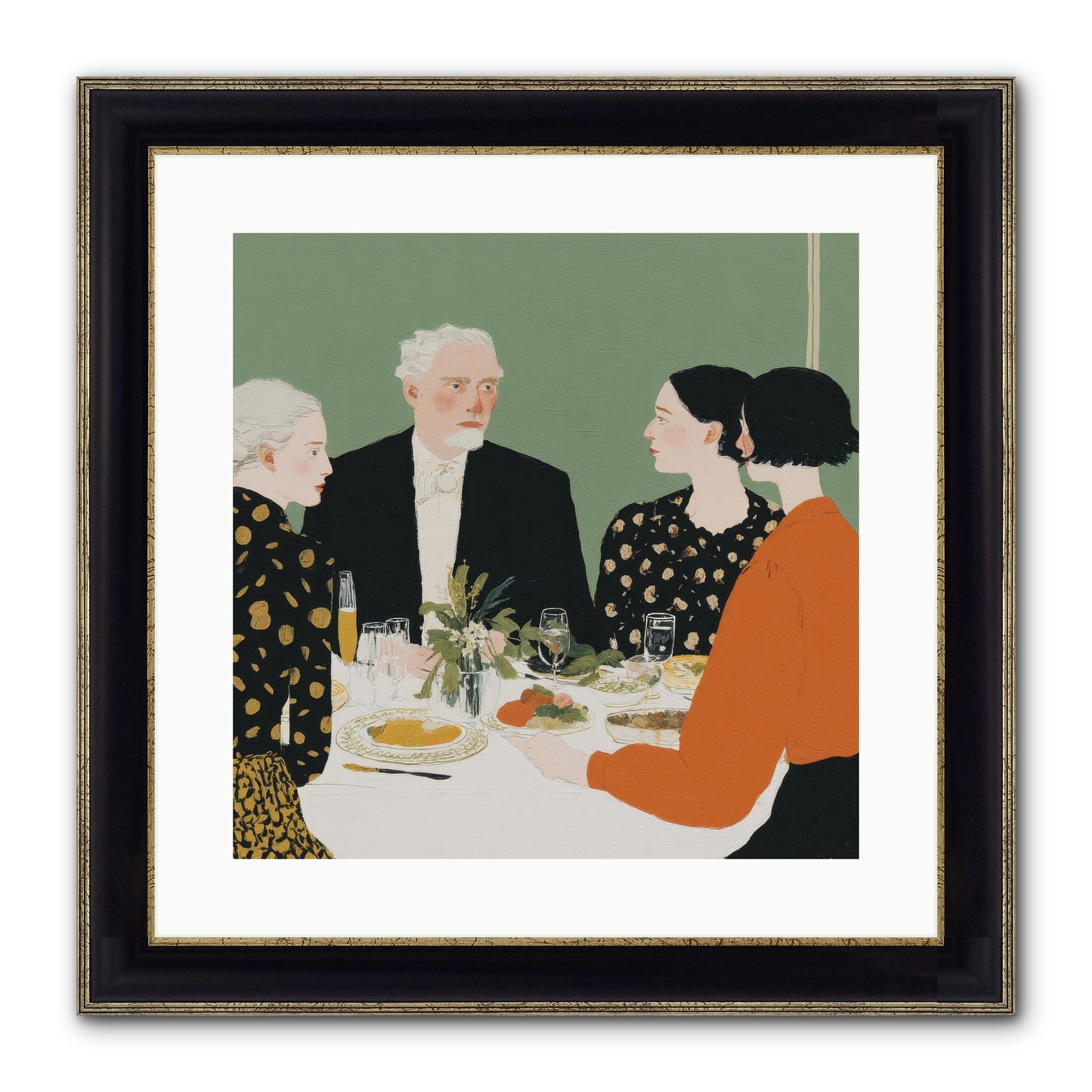 Dinner With The Naturalist Framed Print - Black & Gold 16x16