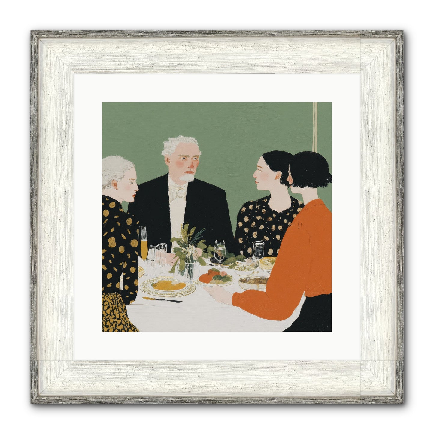 Dinner With The Naturalist Framed Print - Driftwood White 16x16