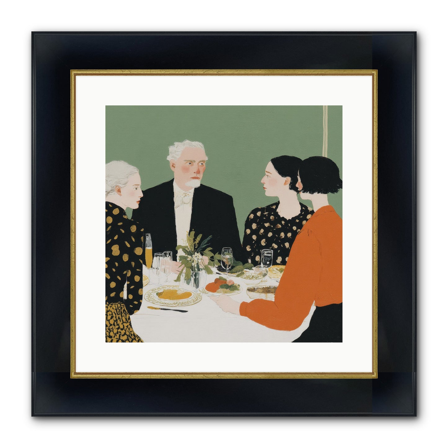 Dinner With The Naturalist Framed Print - Wide Black w/Gold 16x16