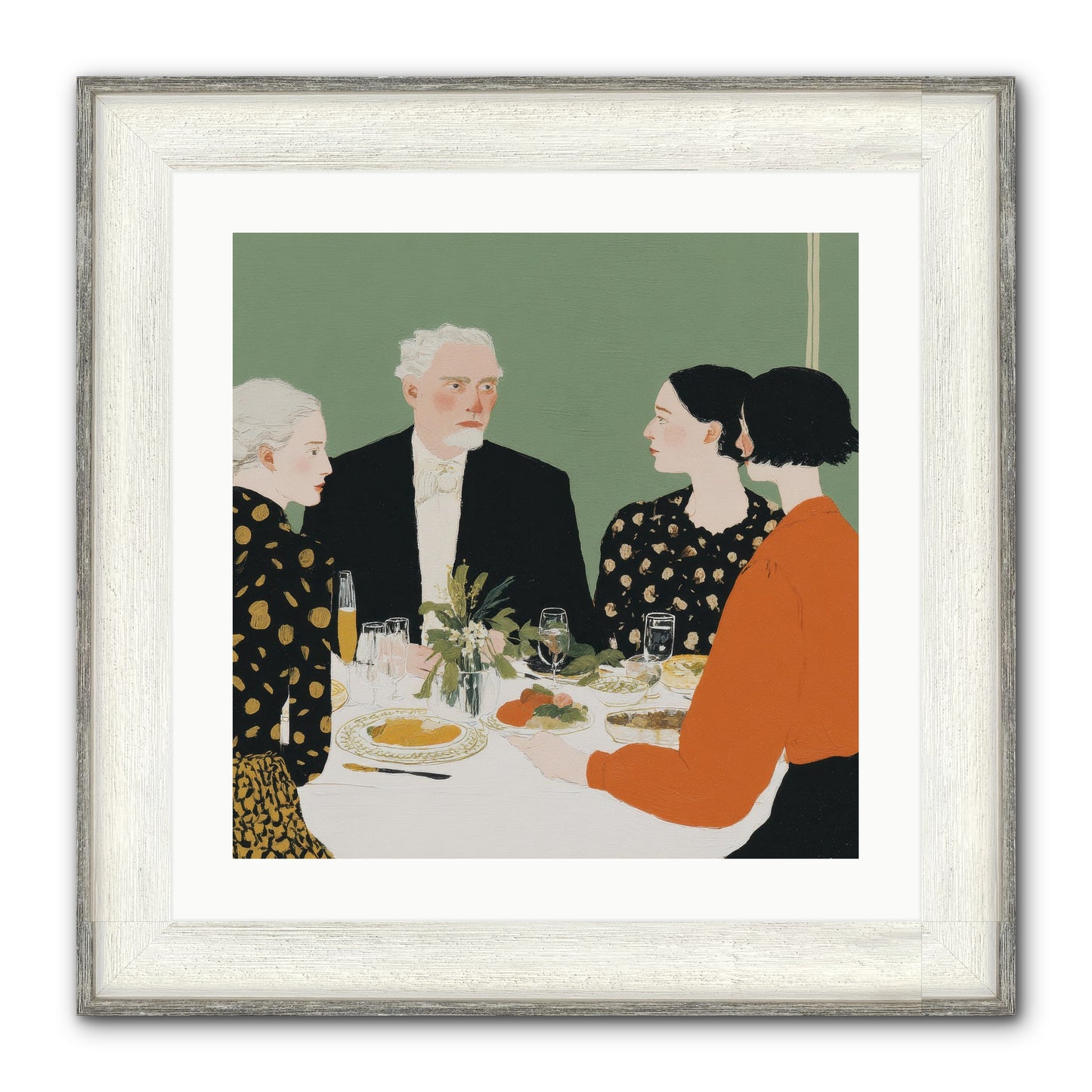 Dinner With The Naturalist Framed Print - Driftwood White 20x20