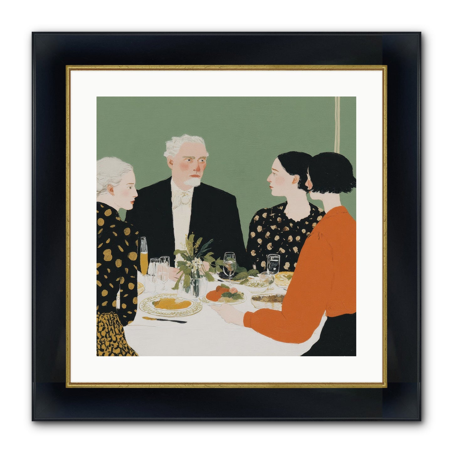 Dinner With The Naturalist Framed Print - Wide Black w/Gold 20x20