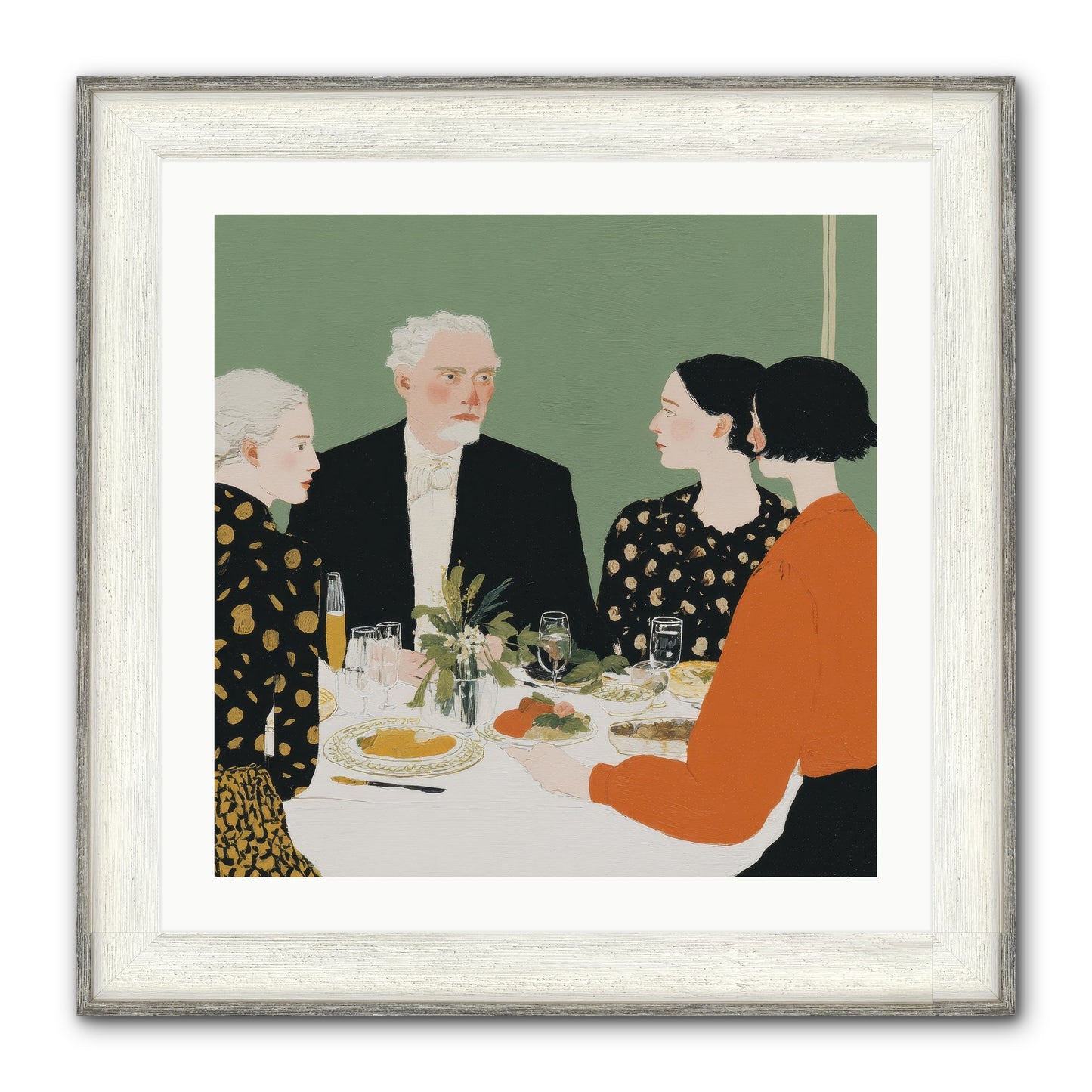Dinner With The Naturalist Framed Print - Driftwood White 24x24