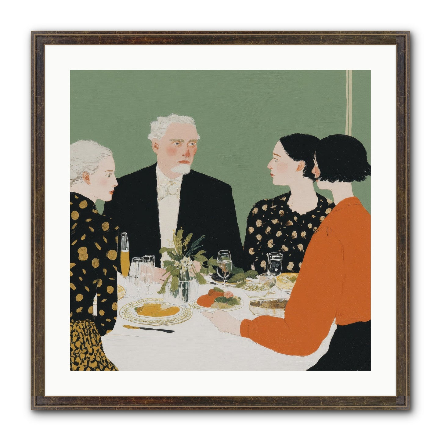 Dinner With The Naturalist Framed Print - Slimwoods Black/Gold 24x24