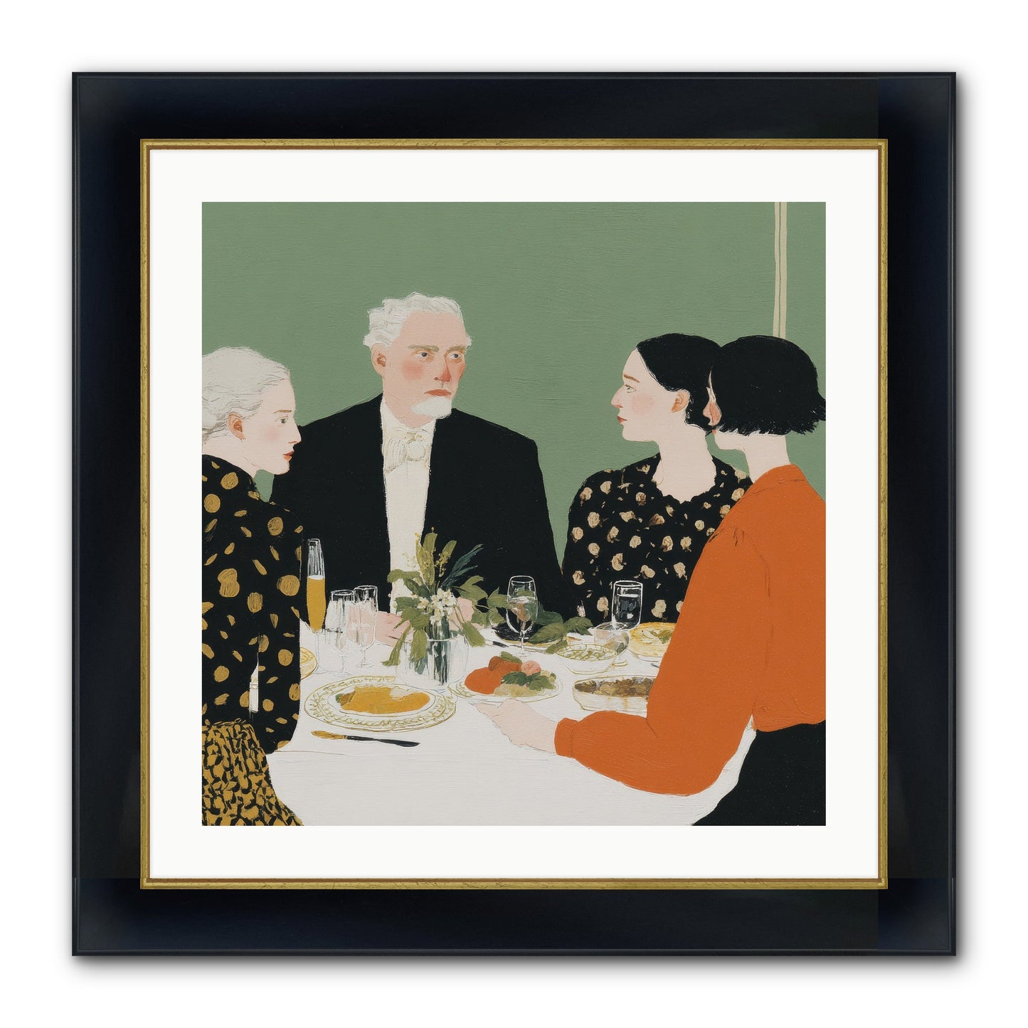 Dinner With The Naturalist Framed Print - Wide Black w/Gold 24x24