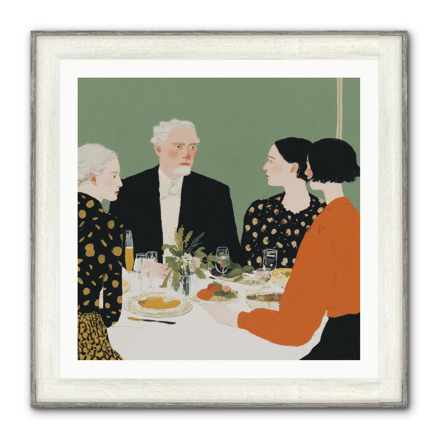 Dinner With The Naturalist Framed Print - Driftwood White 30x30