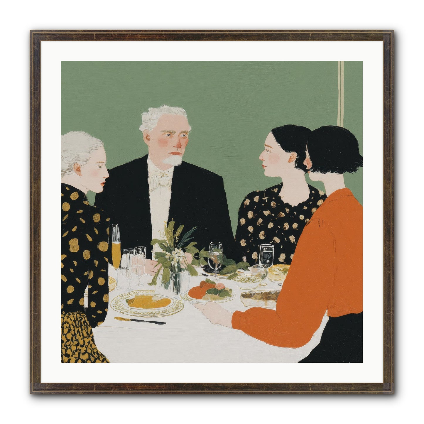 Dinner With The Naturalist Framed Print - Slimwoods Black/Gold 30x30