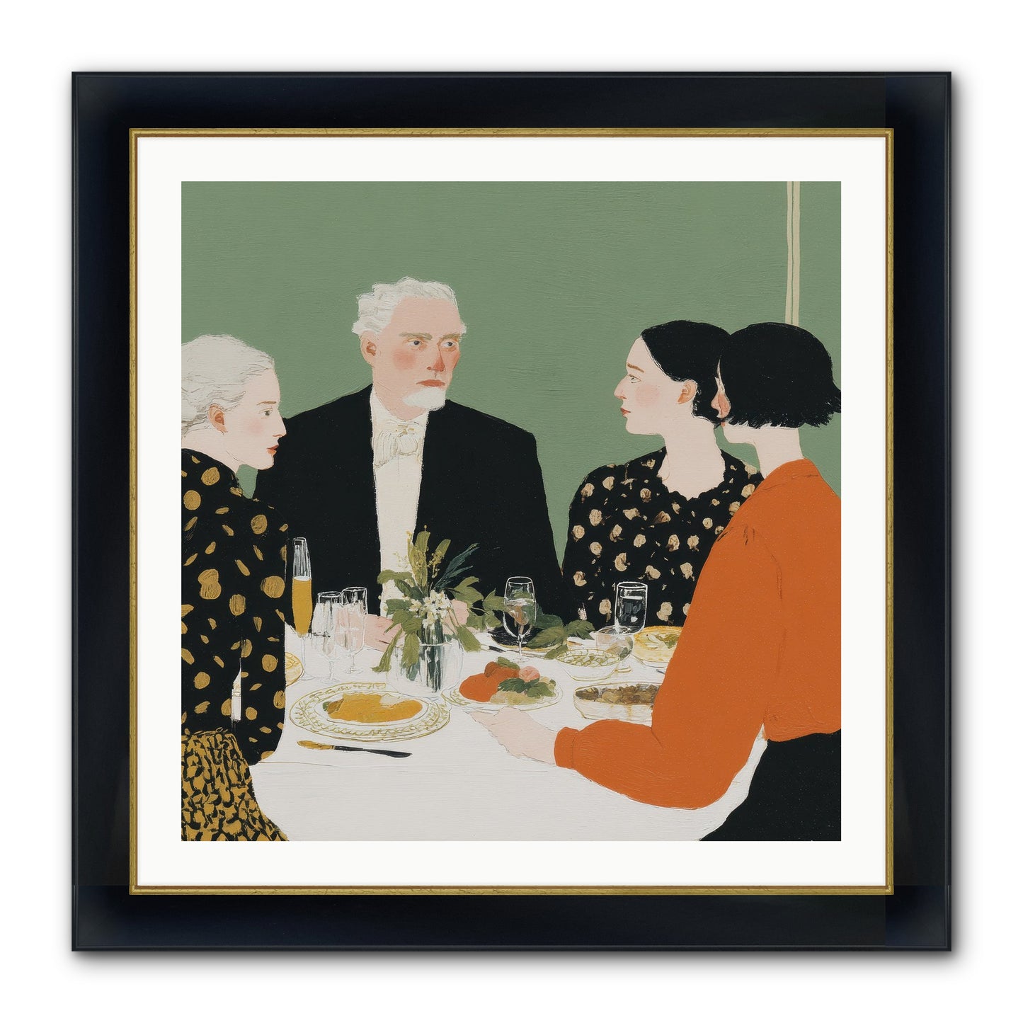 Dinner With The Naturalist Framed Print - Wide Black w/Gold 30x30