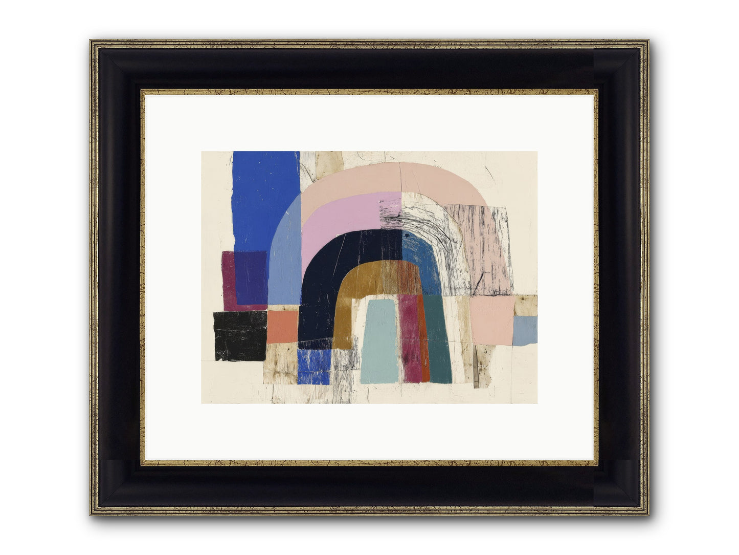 Distant Harbor Framed Print - Black & Gold 12x9