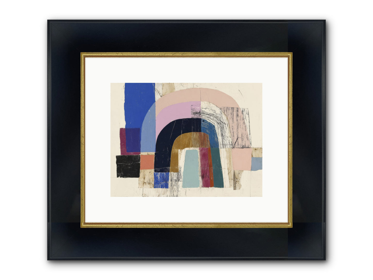 Distant Harbor Framed Print - Wide Black w/Gold 12x9
