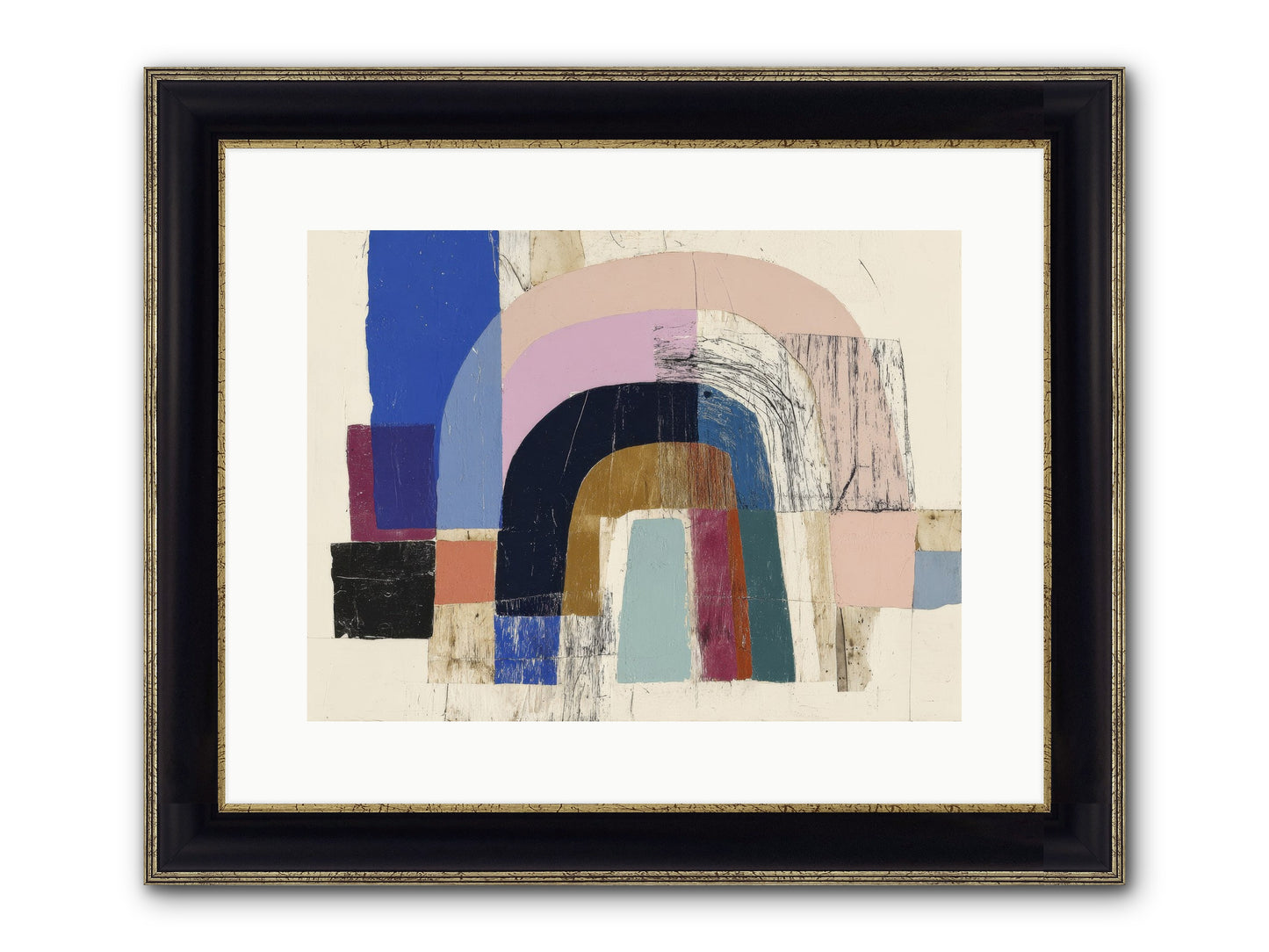 Distant Harbor Framed Print - Black & Gold 16x12