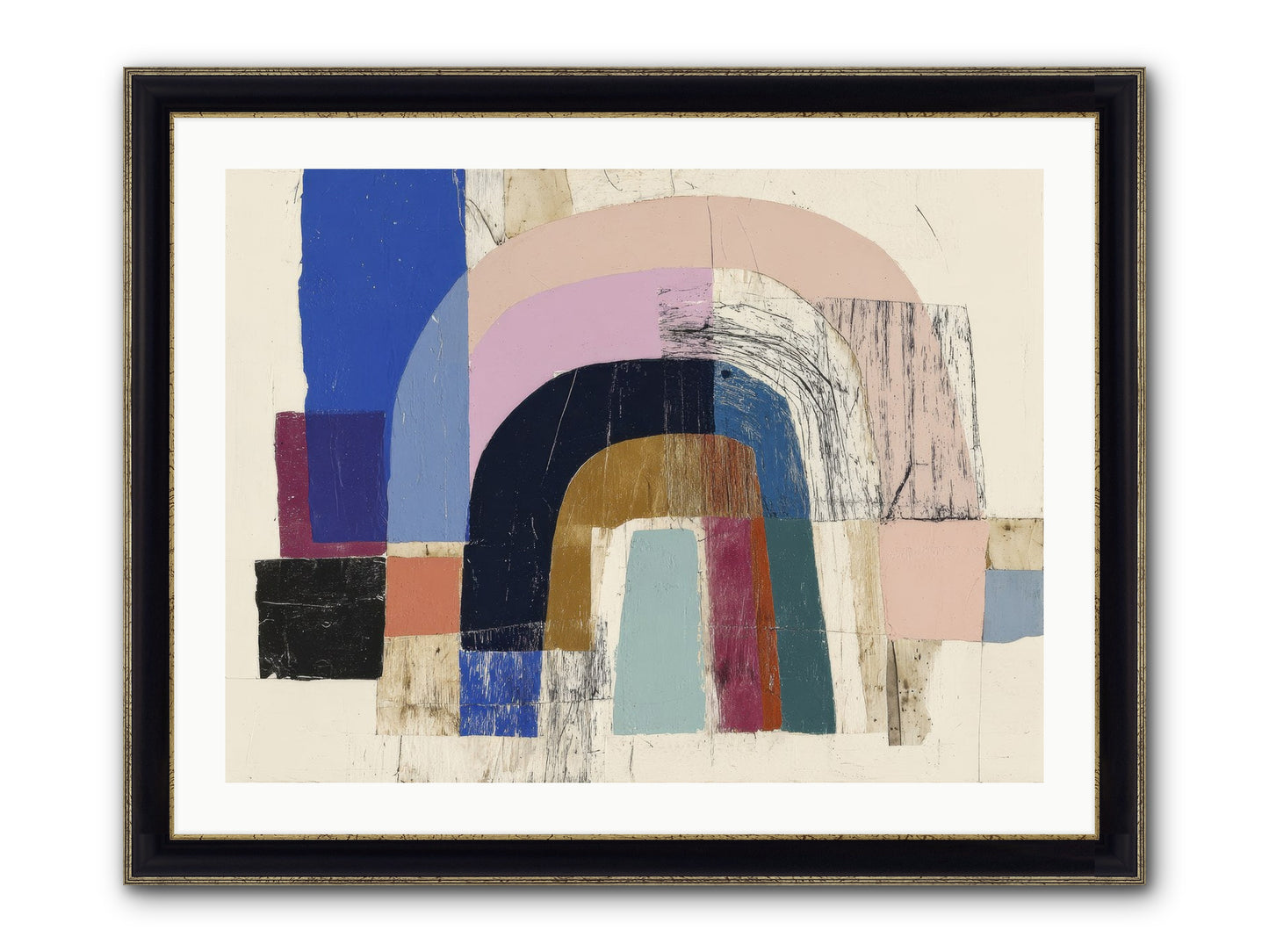 Distant Harbor Framed Print - Black & Gold 32x24