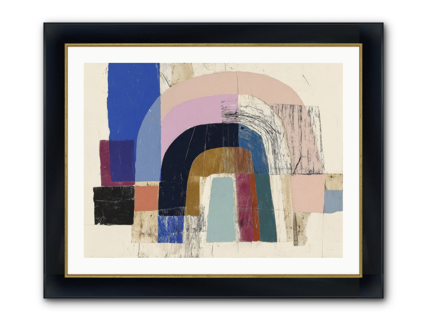 Distant Harbor Framed Print - Wide Black w/Gold 32x24