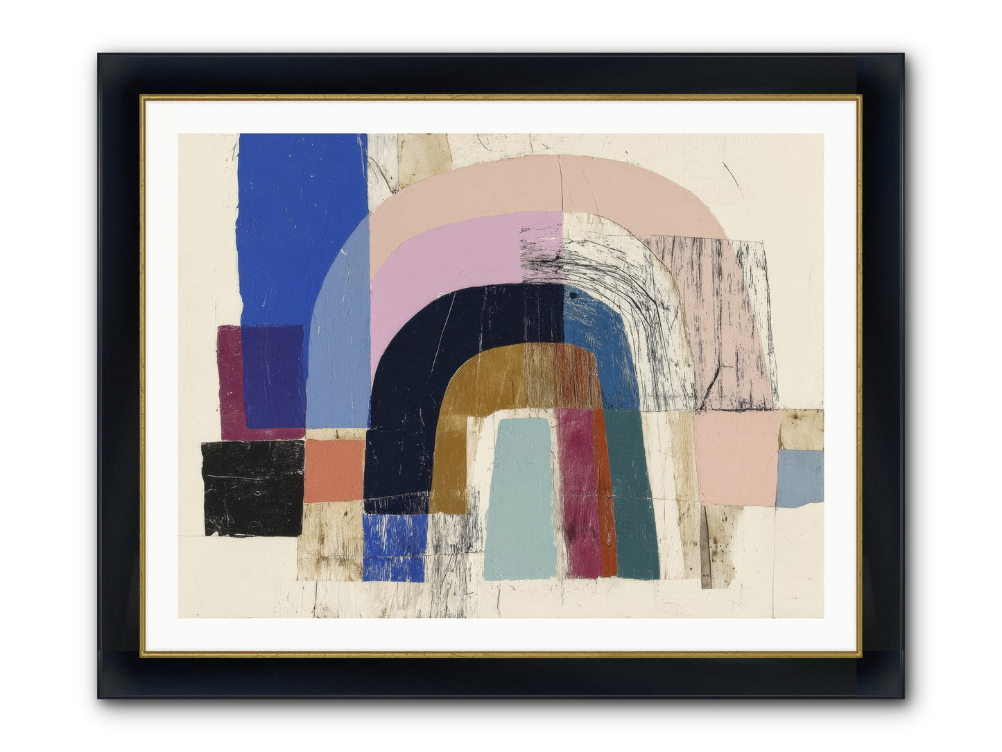 Distant Harbor Framed Print - Wide Black w/Gold 40x30