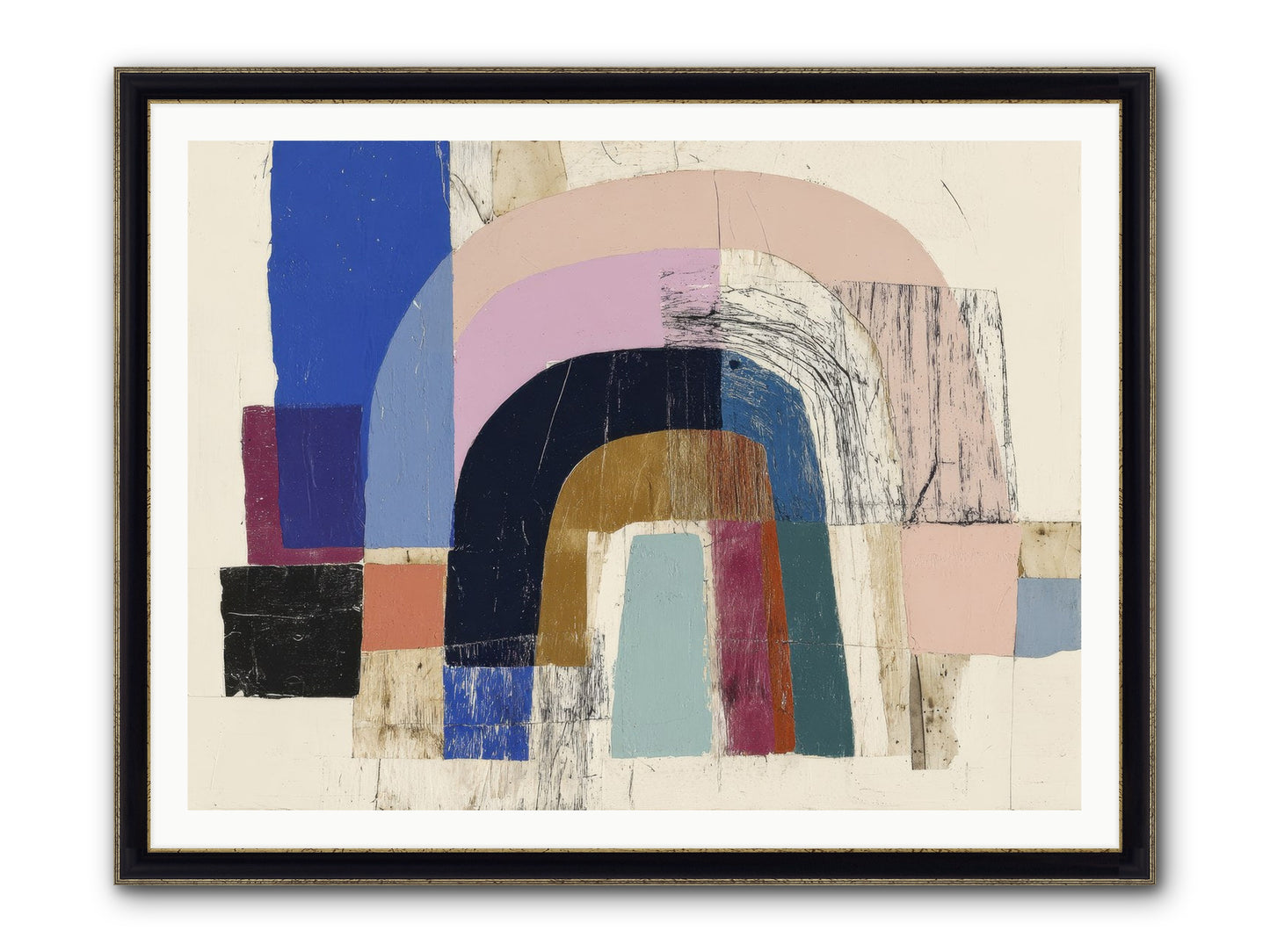 Distant Harbor Framed Print - Black & Gold 48x36