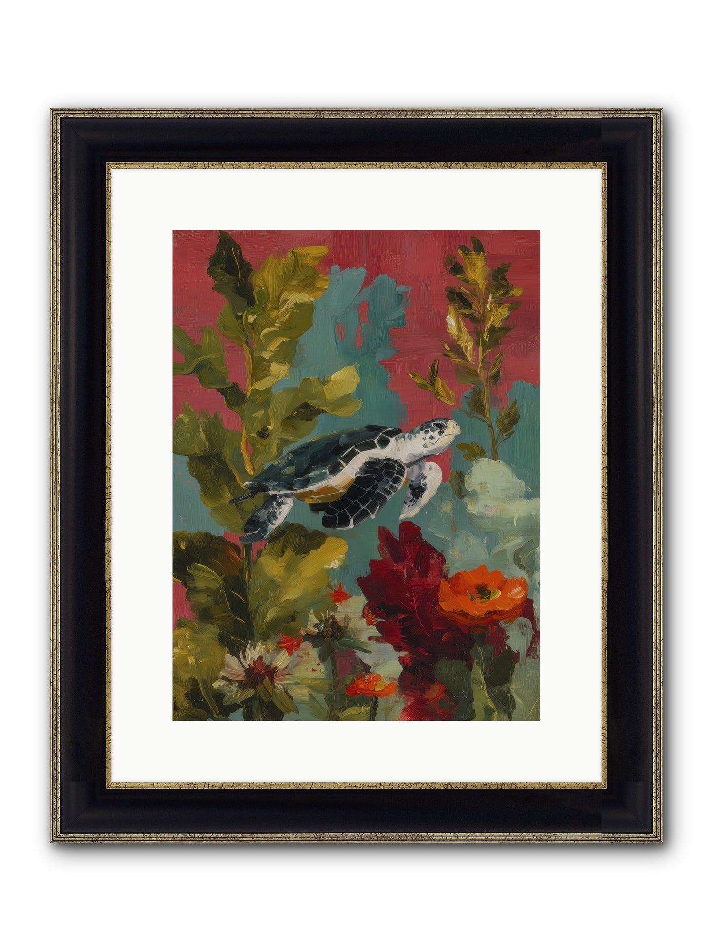 Diving Through Amber Framed Print - Black & Gold 12x16