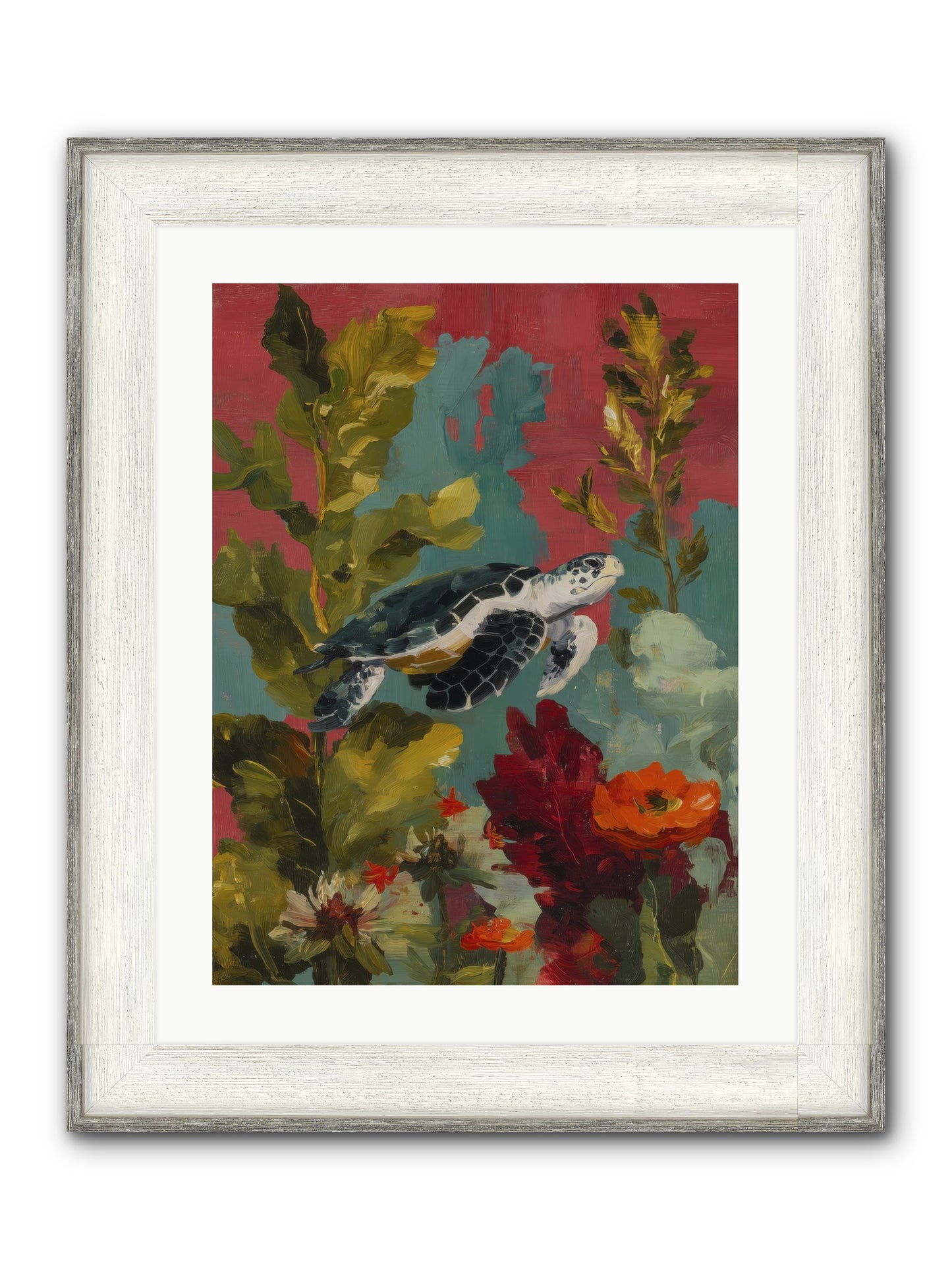 Diving Through Amber Framed Print - Driftwood White 18x24