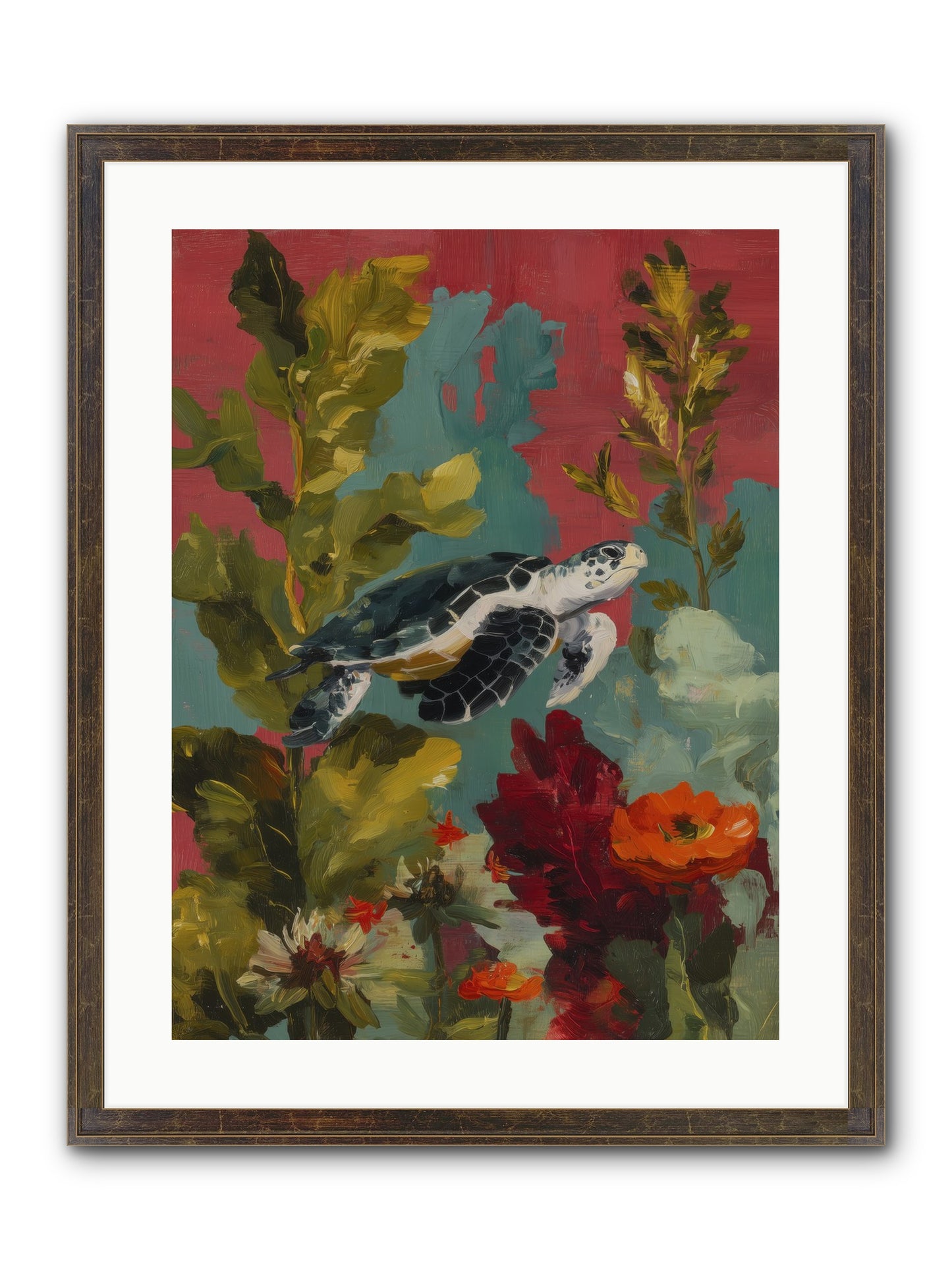Diving Through Amber Framed Print - Slimwoods Black/Gold 18x24