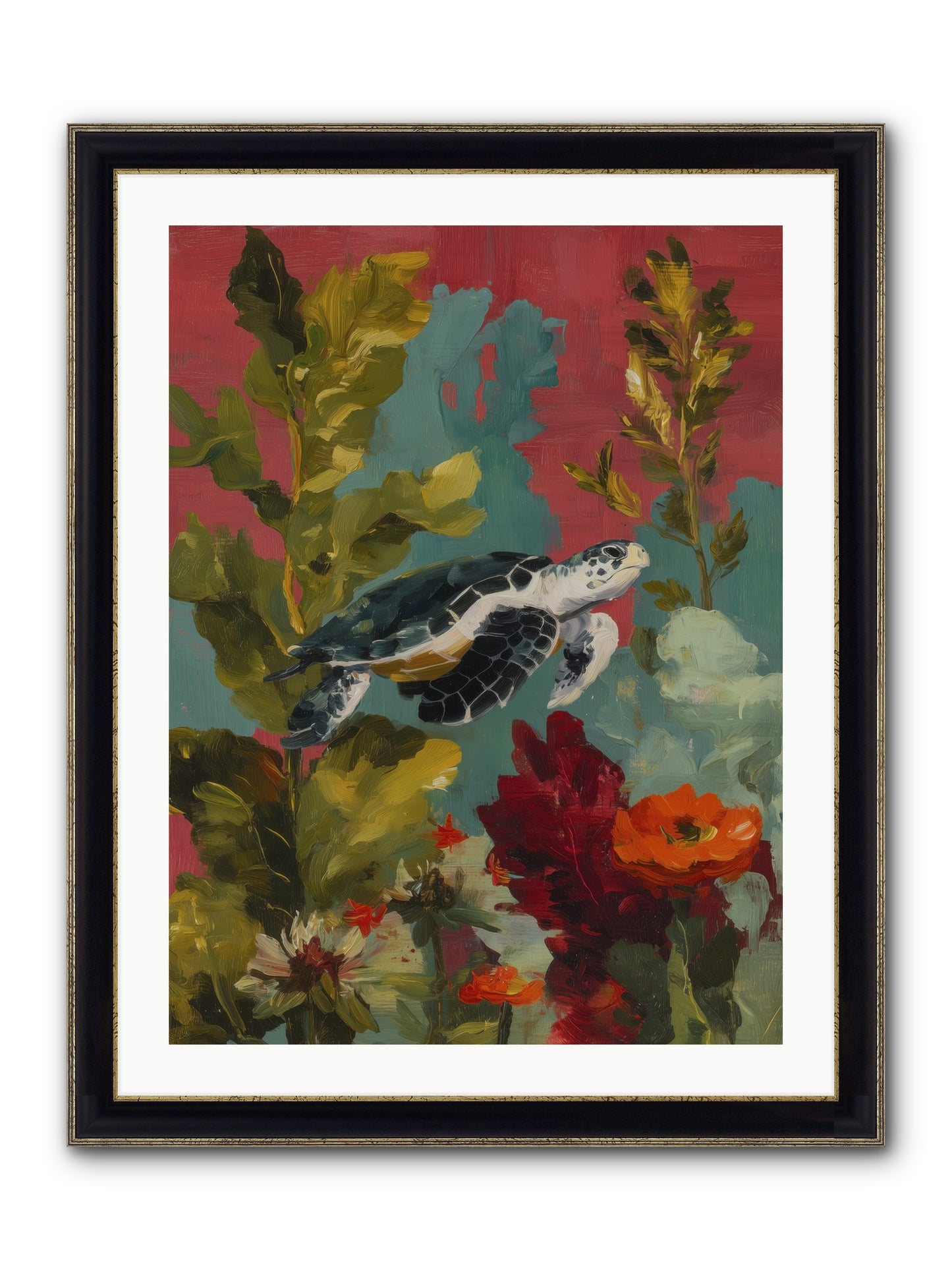 Diving Through Amber Framed Print - Black & Gold 24x32