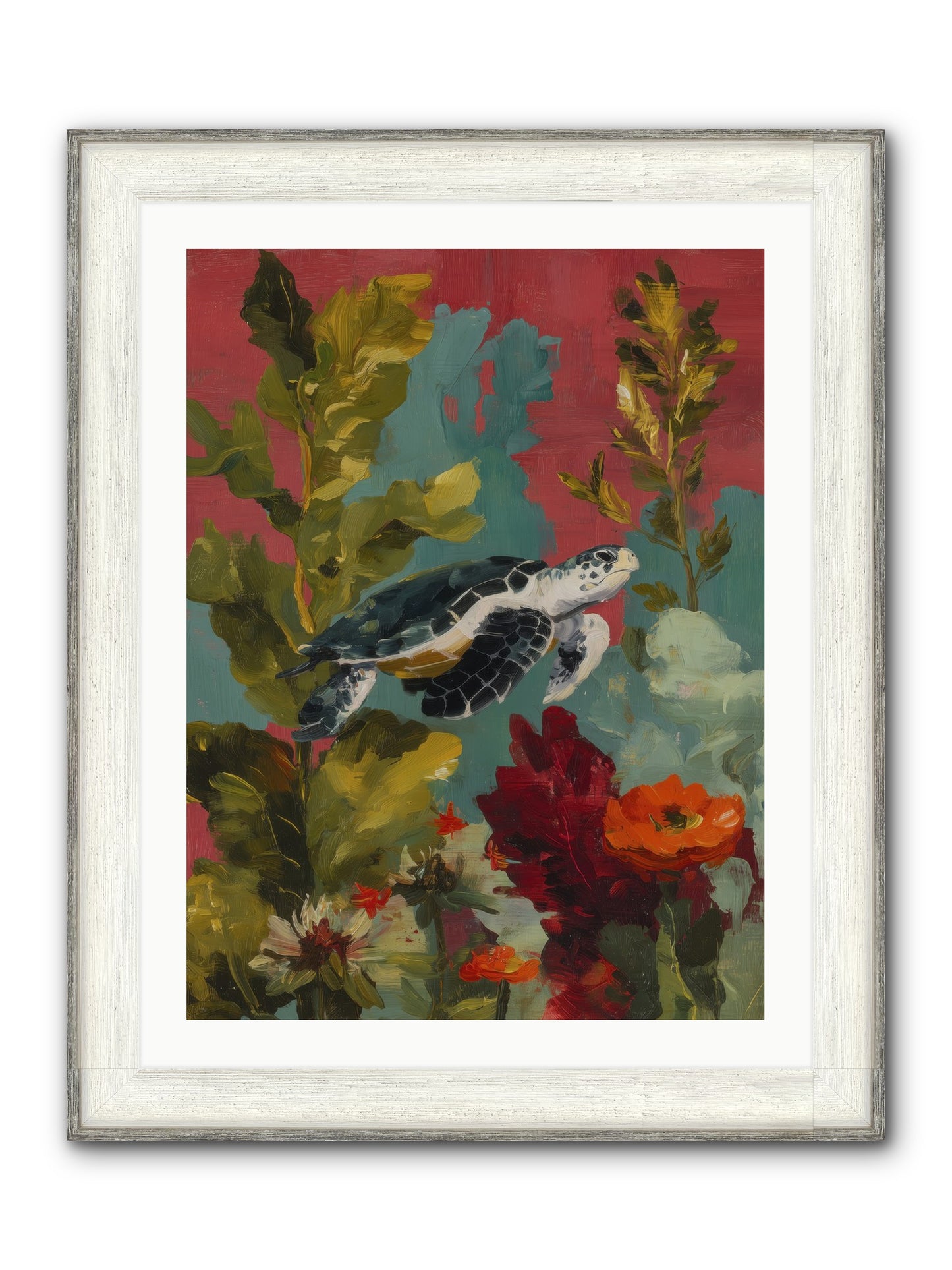 Diving Through Amber Framed Print - Driftwood White 24x32