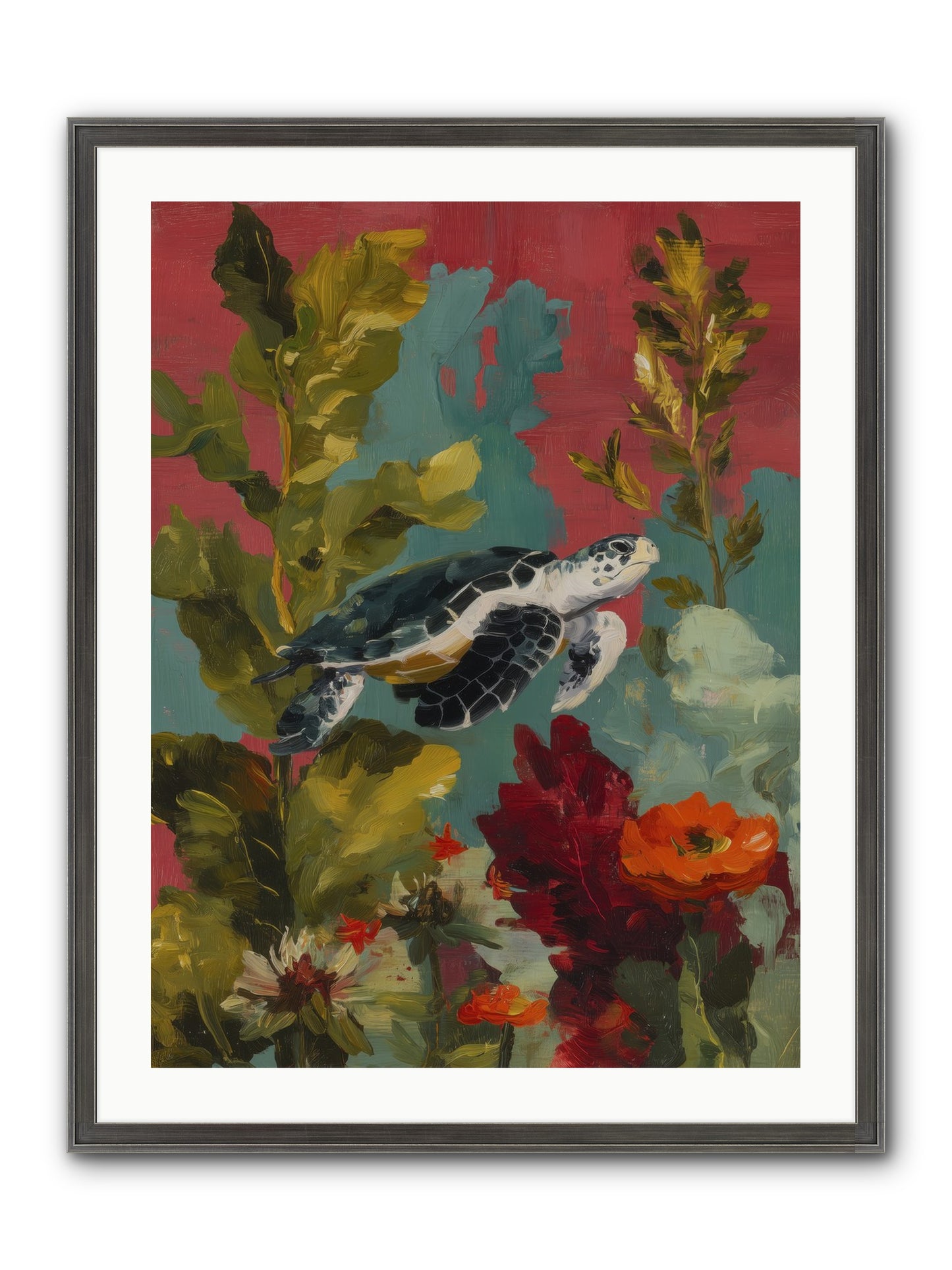 Diving Through Amber Framed Print - Slimwoods Black/Silver 24x32