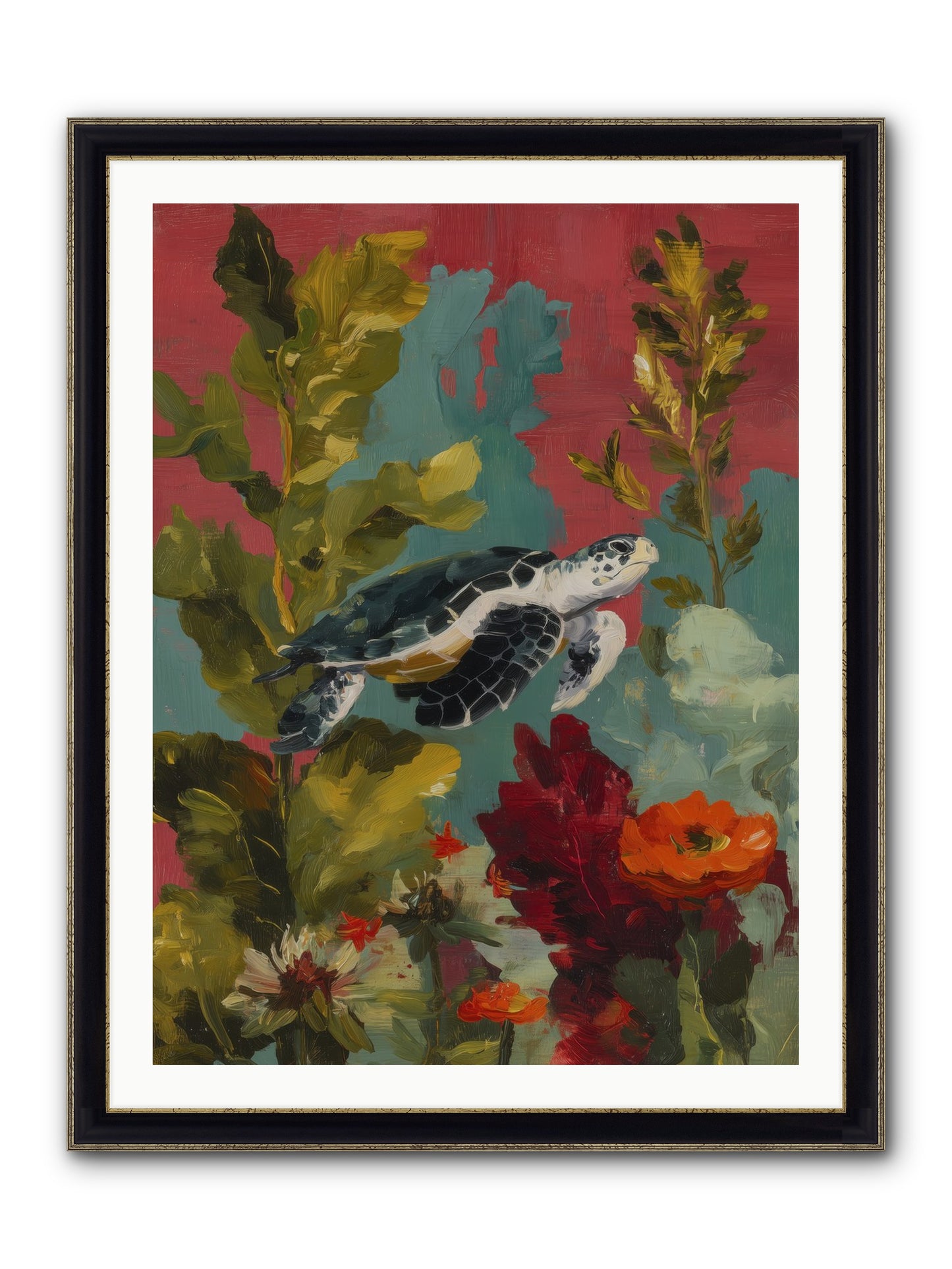 Diving Through Amber Framed Print - Black & Gold 30x40
