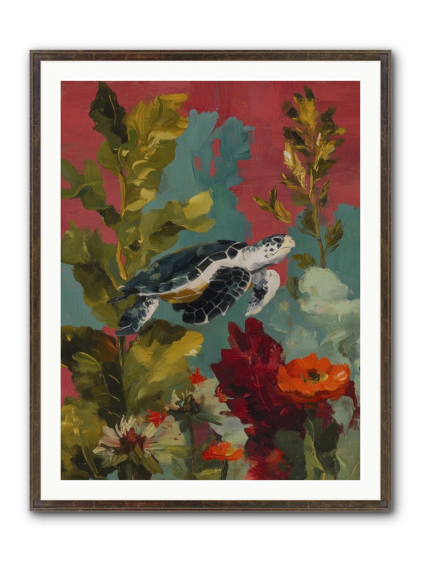 Diving Through Amber Framed Print - Slimwoods Black/Gold 30x40