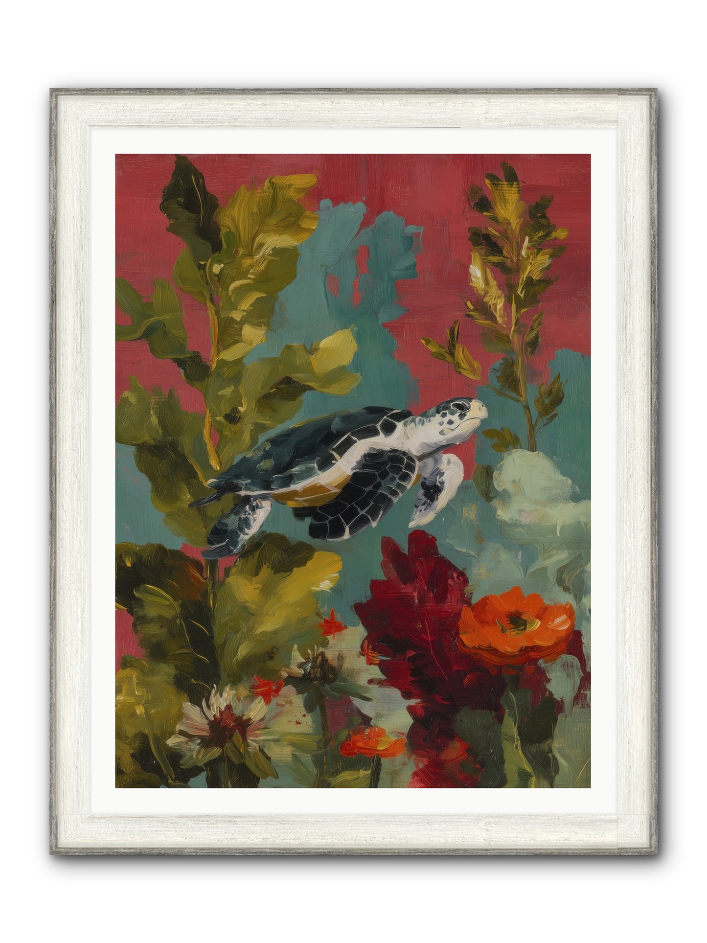 Diving Through Amber Framed Print - Driftwood White 36x48