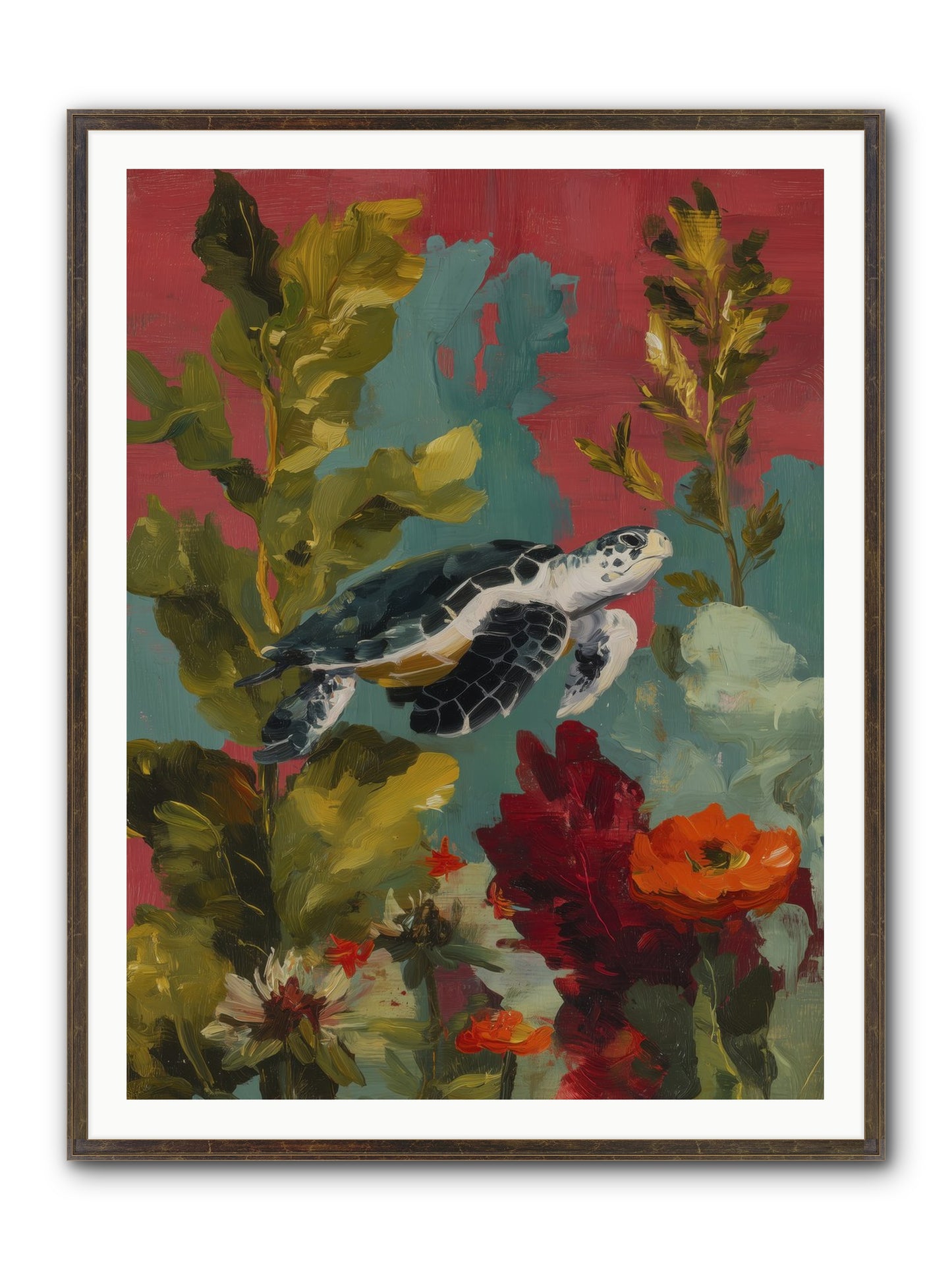 Diving Through Amber Framed Print - Slimwoods Black/Gold 36x48