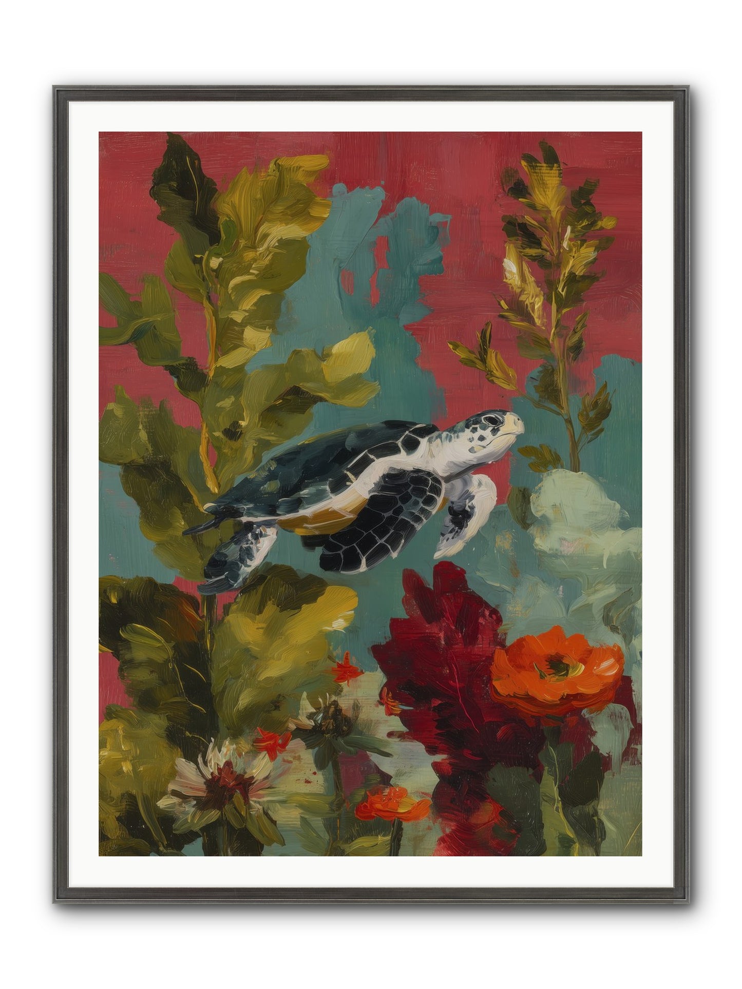 Diving Through Amber Framed Print - Slimwoods Black/Silver 36x48