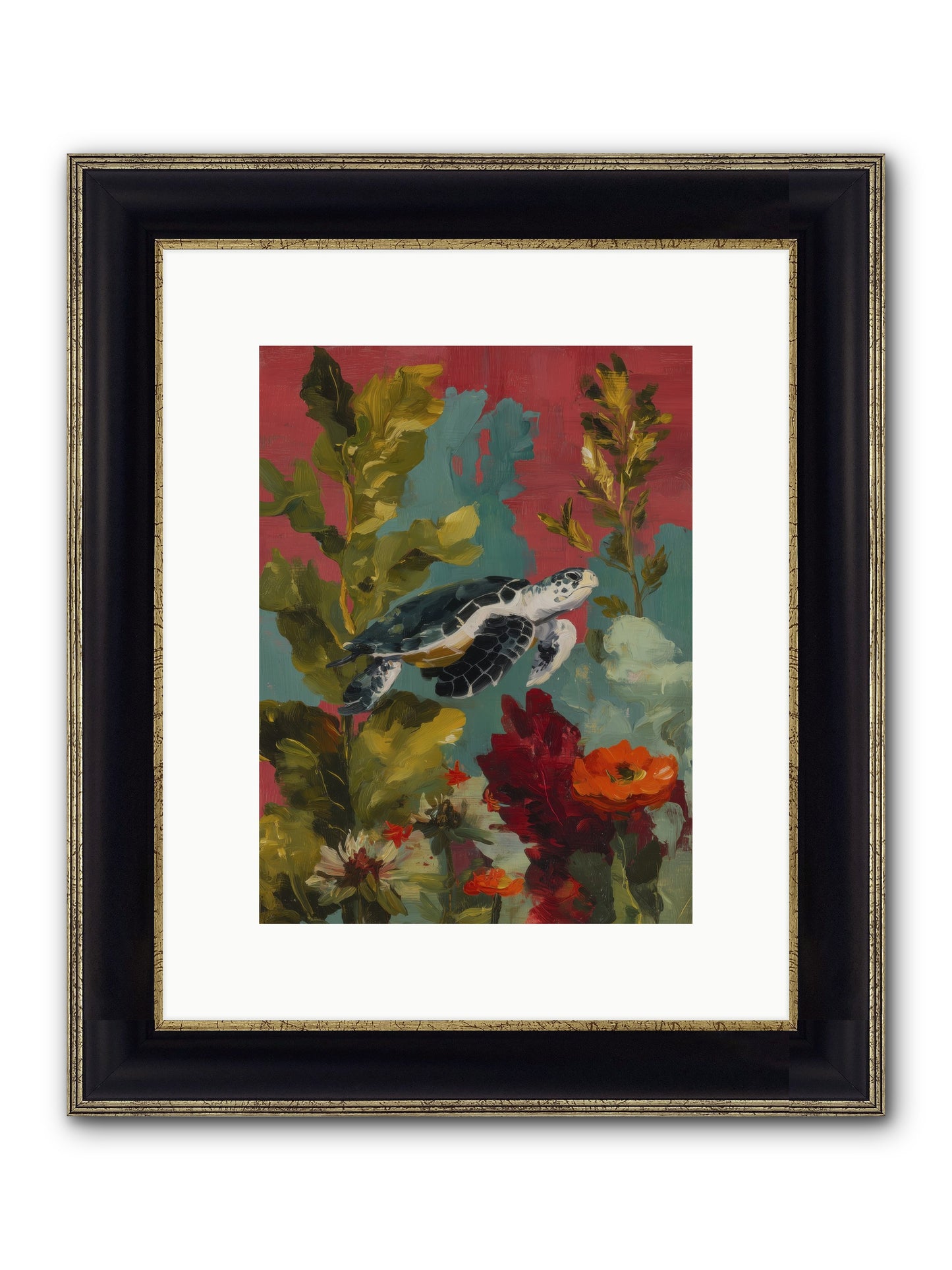 Diving Through Amber Framed Print - Black & Gold 9x12